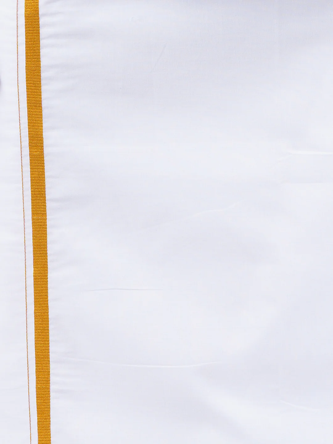 Men Blue Half Sleeves Shirt with 1/2" Inch Gold Jari Border Single Layer Dhoti Combo - Image 5
