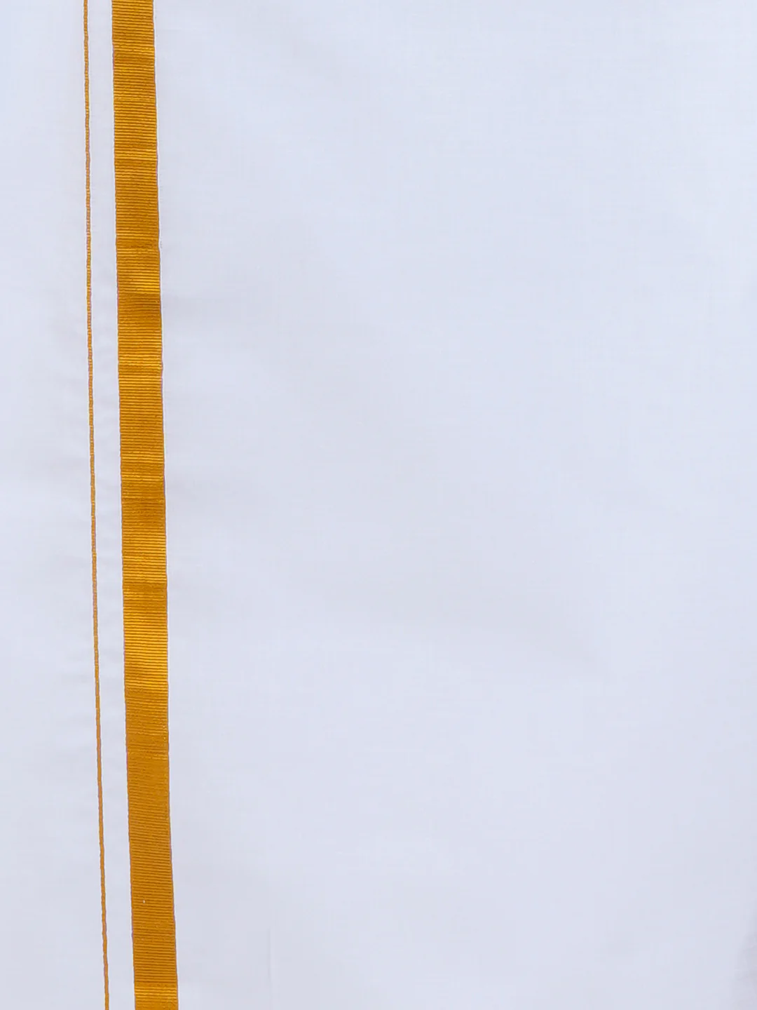 Men Blue Half Sleeves Shirt with 3/4" Inch Gold Jari Border Single Layer Dhoti Combo - Image 5