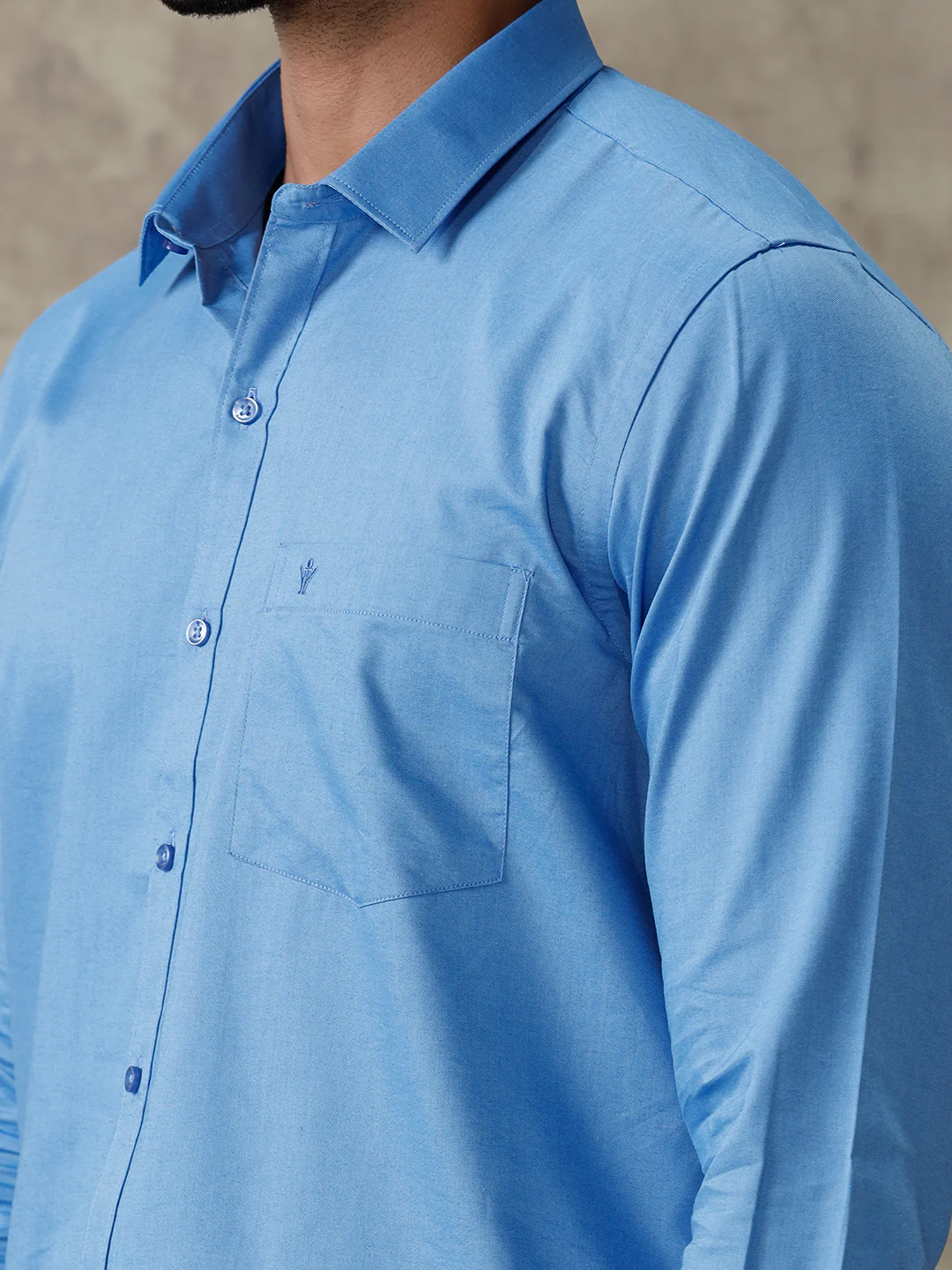 Men Blue Shirt With Matching Border Dhoti Set Evolution - Image 5