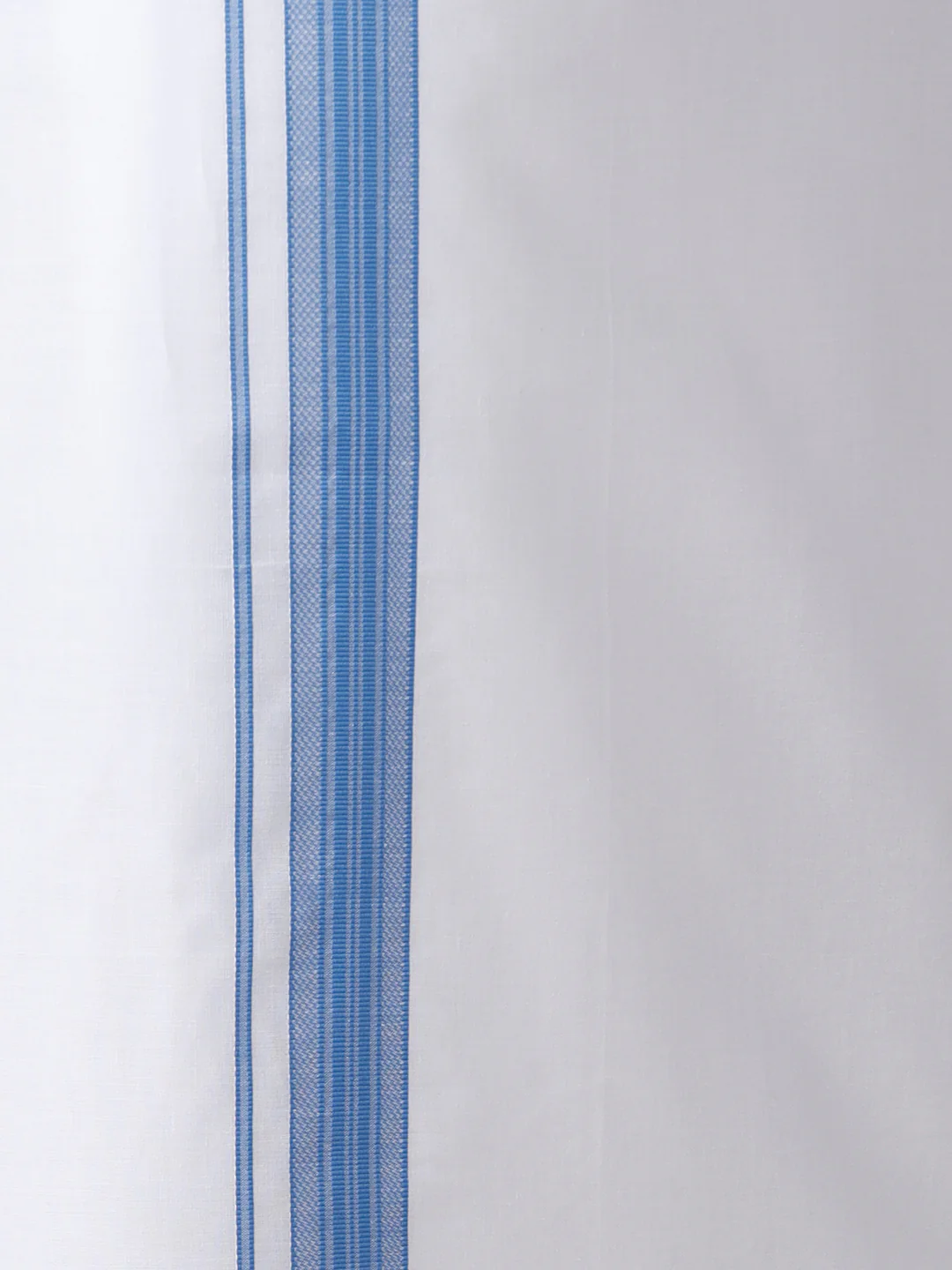 Men Blue Shirt With Matching Border Dhoti Set Evolution - Image 7