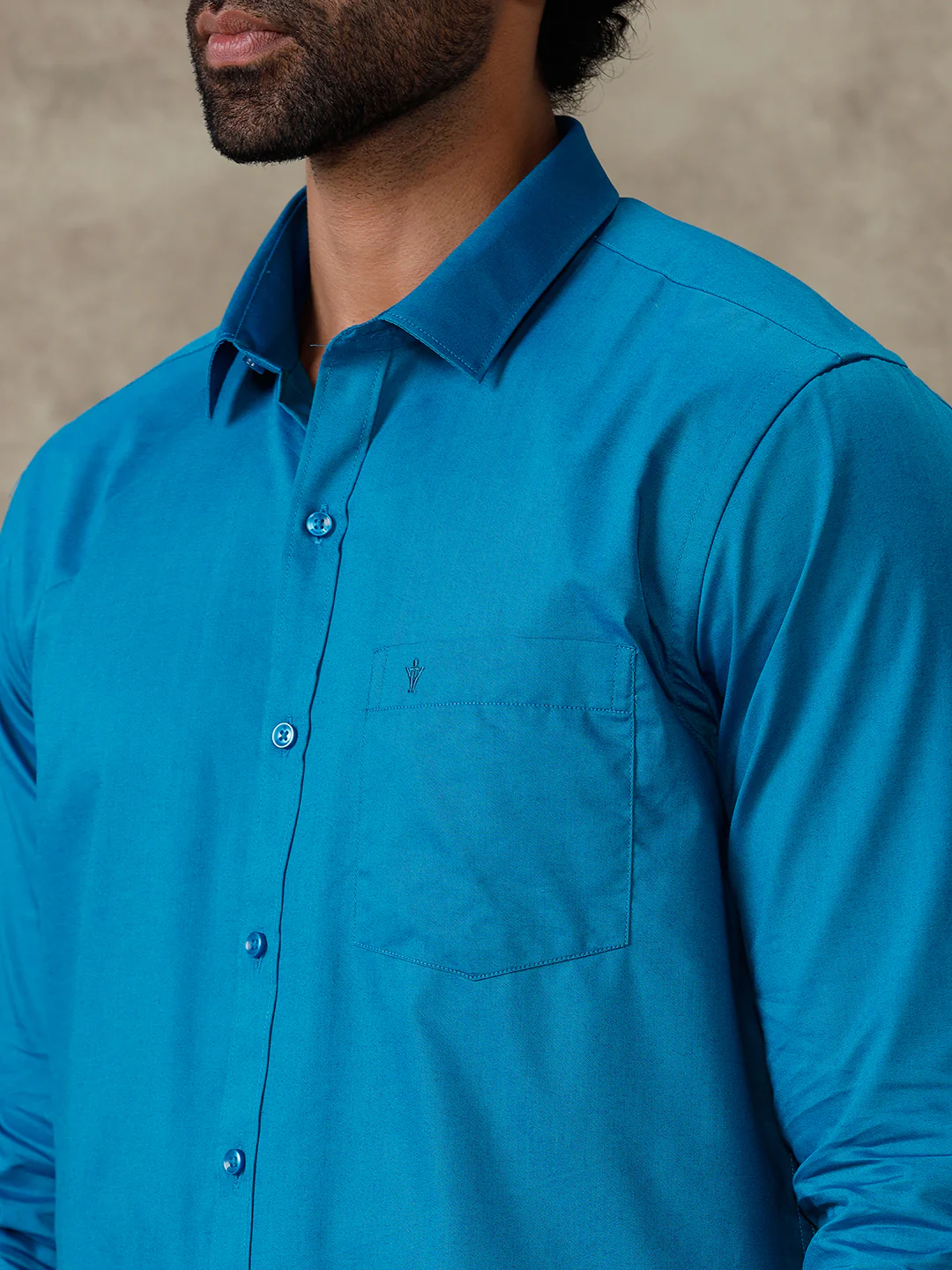 Men Bondi Blue Shirt With Matching Border Dhoti Set Evolution - Image 5