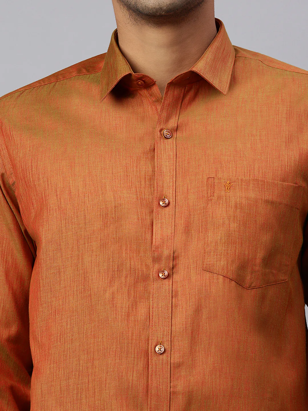 Men Brown Matching Border Dhoti & Full Sleeves Shirt Set CV3 - Image 6