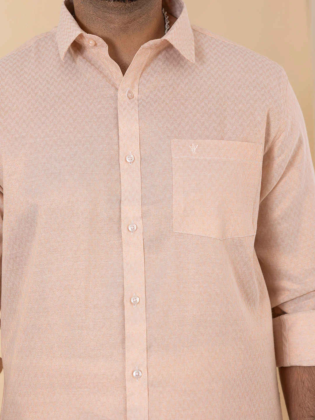 Men Copper Tissue Jacquard Full Sleeves Shirt with Matching Dhoti Set CD12 - Image 3