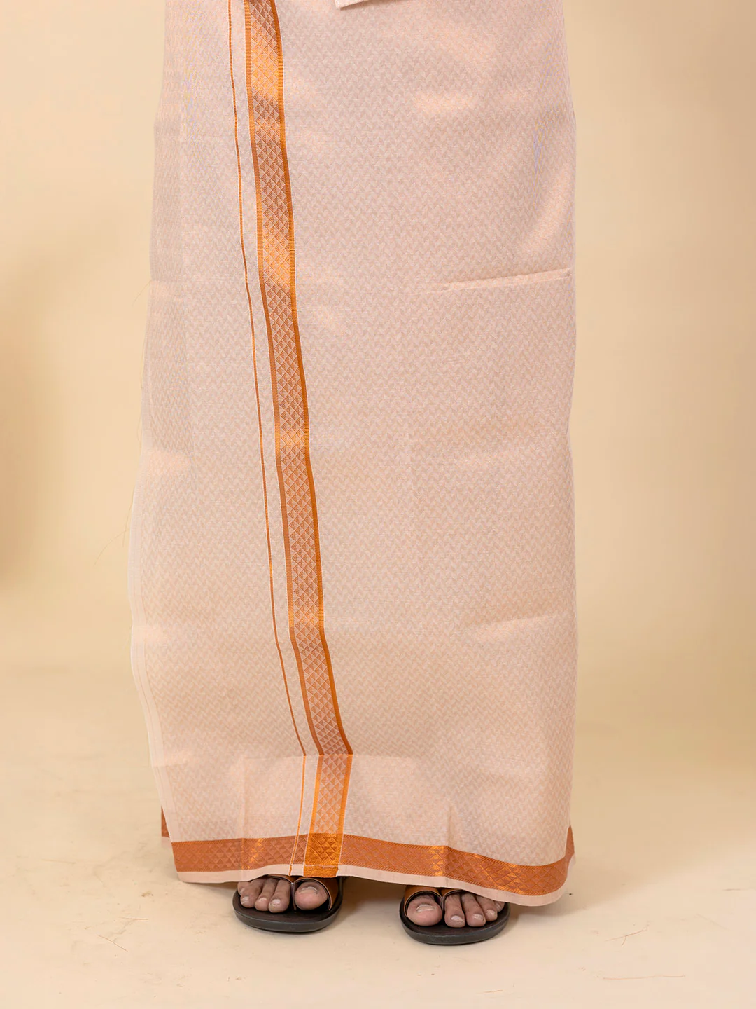 Men Copper Tissue Jacquard Full Sleeves Shirt with Matching Dhoti Set CD12 - Image 5