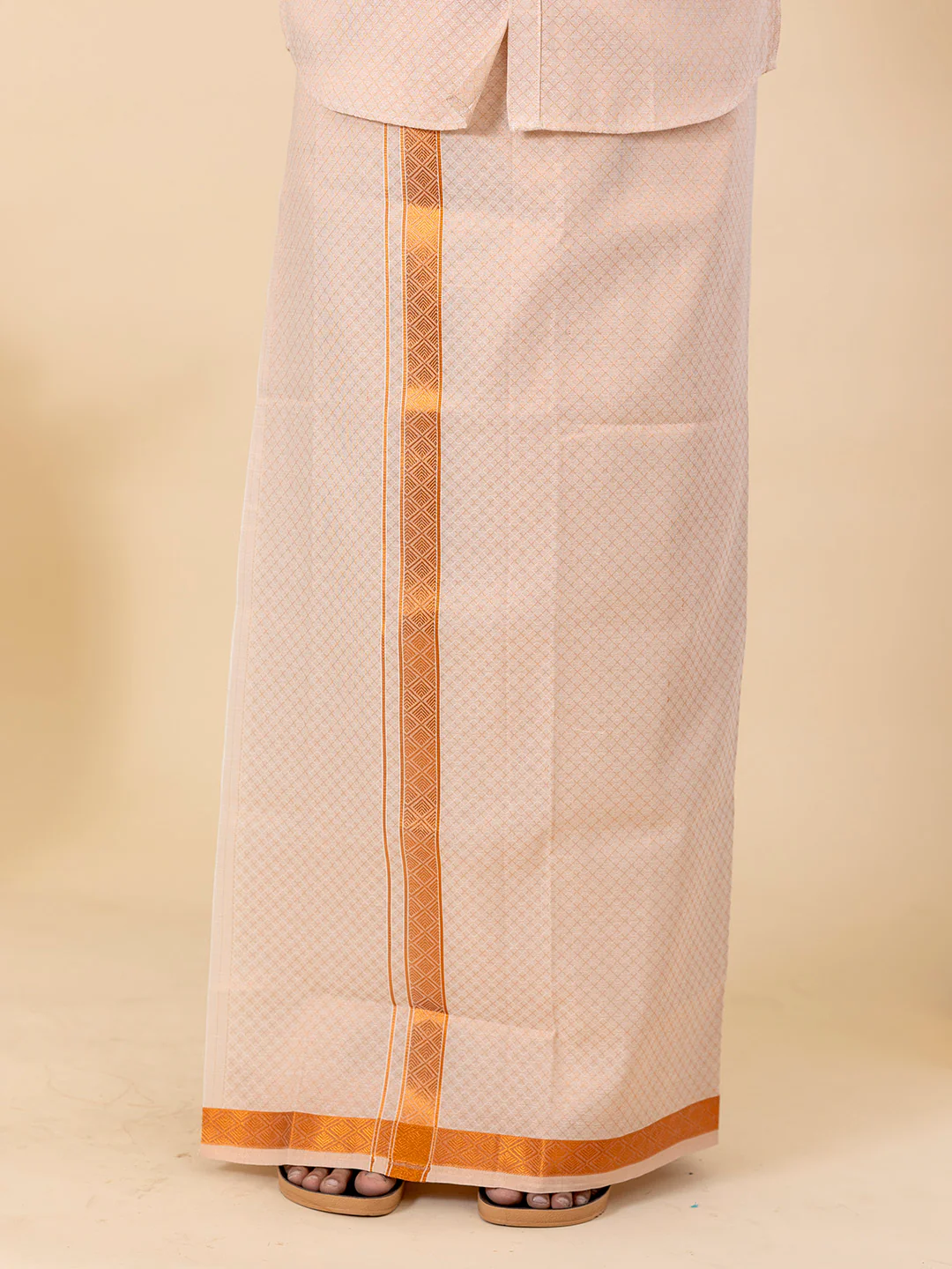 Men Copper Tissue Jacquard Full Sleeves Shirt with Matching Dhoti Set CD13 - Image 4