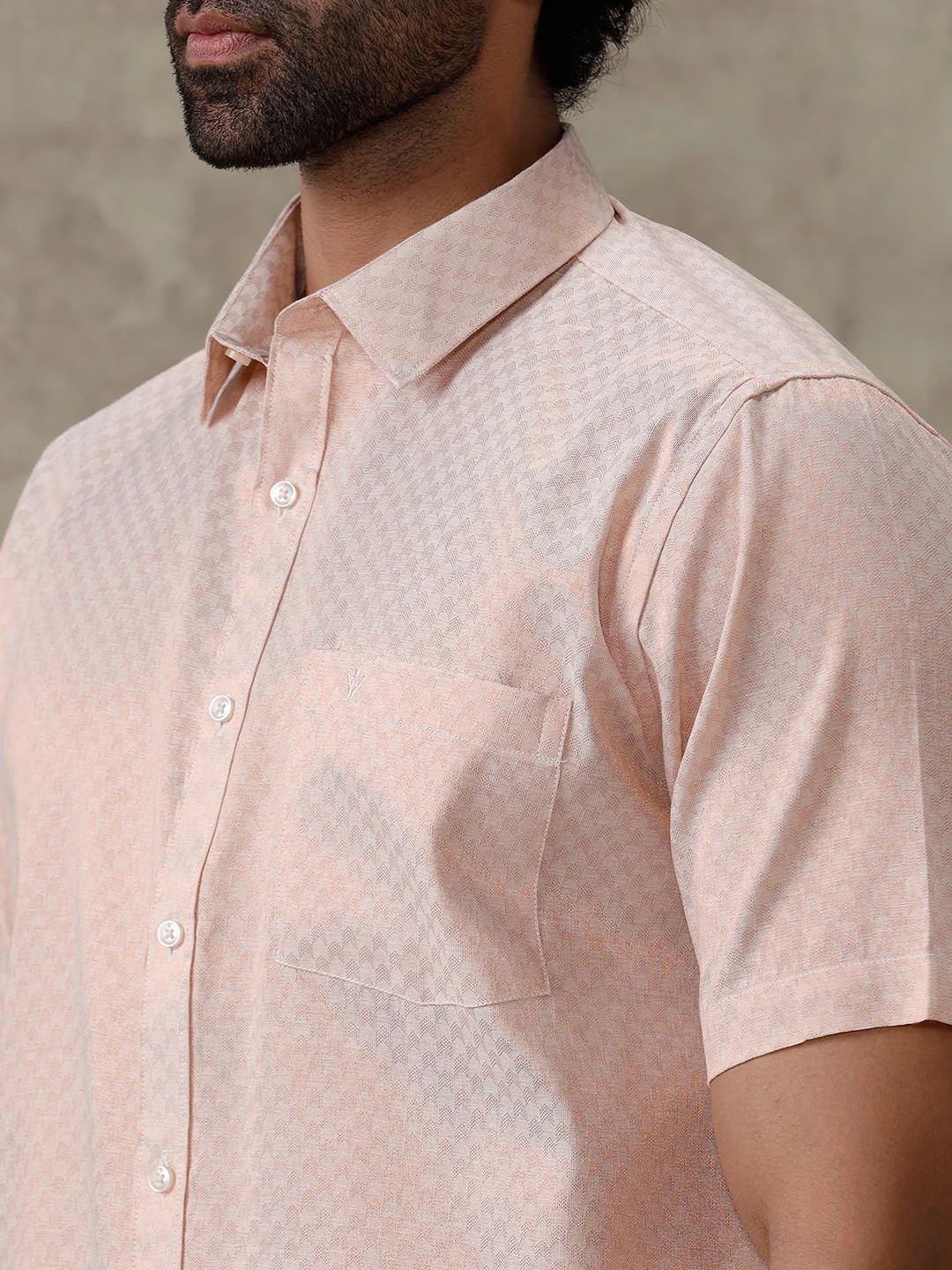 Men Copper Tissue Jacquard Half Sleeves Shirt with Matching Dhoti Set CD11 - Image 3