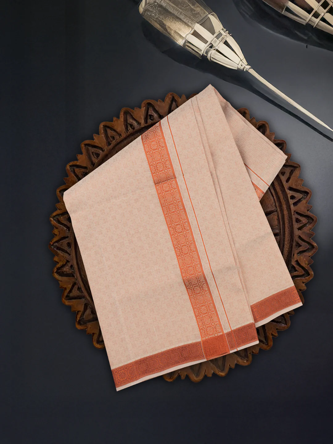Men Copper Tissue Jacquard Shirting & Dhoti Set Celebrity Elegant CEC01 - Image 3