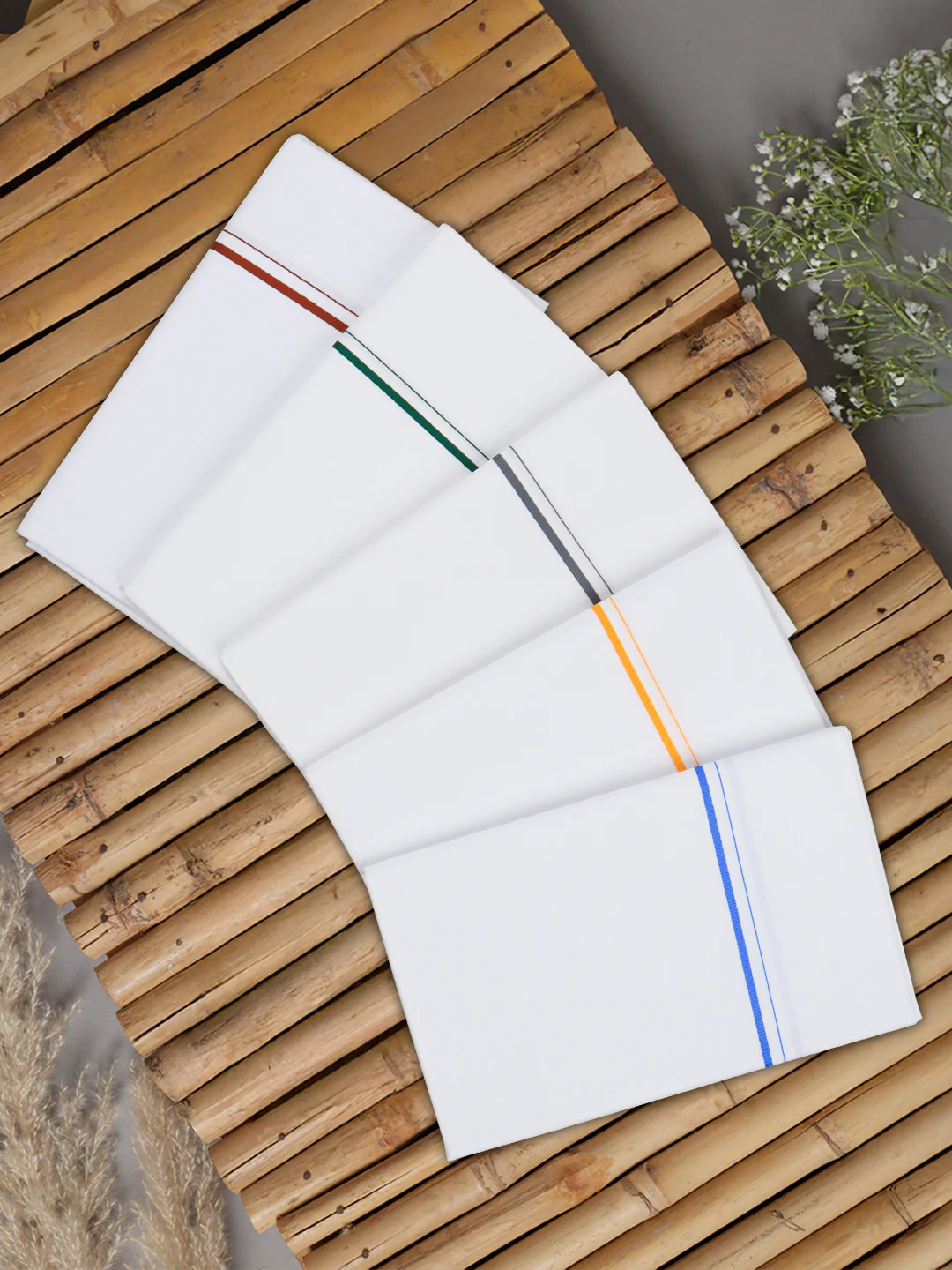 Men Cotton Blend Assorted Border Dhoti Combo (Pack of 3) - Image 2