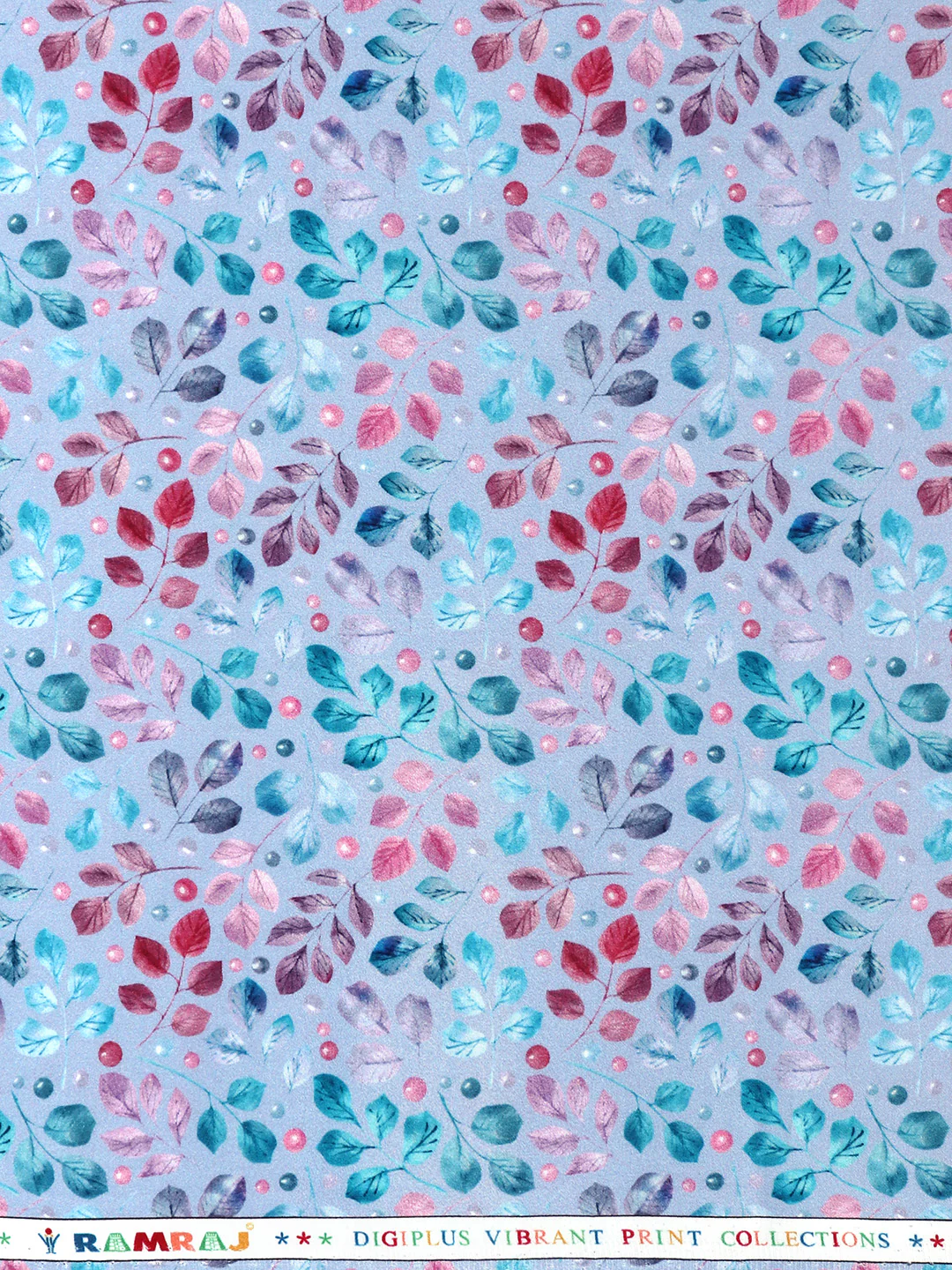 Men Cotton Blend Blue Leaf Printed Shirt Fabric Savoy Print - Image 2