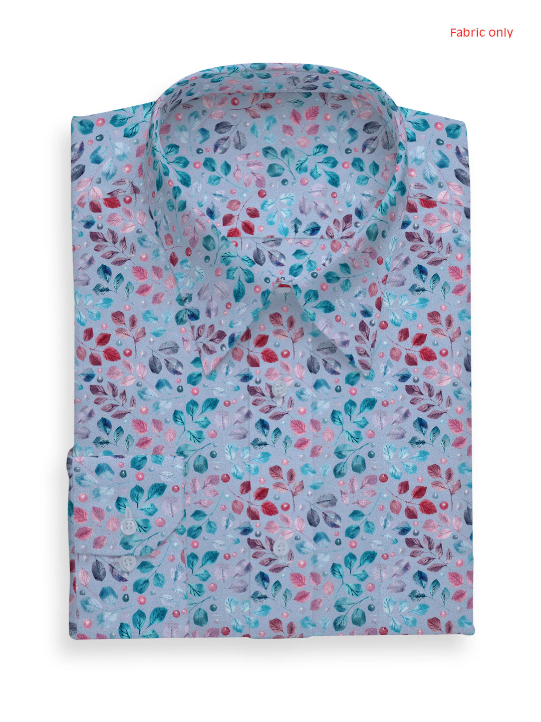 Men Cotton Blend Blue Leaf Printed Shirt Fabric Savoy Print - Image 3