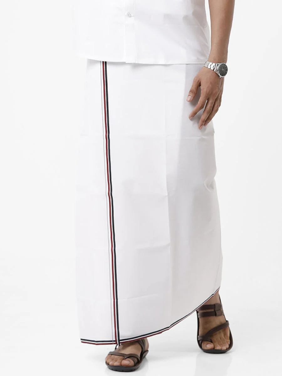 Men Cotton Blend Double Layer Political Dhoti VIP ADMK - Image 2