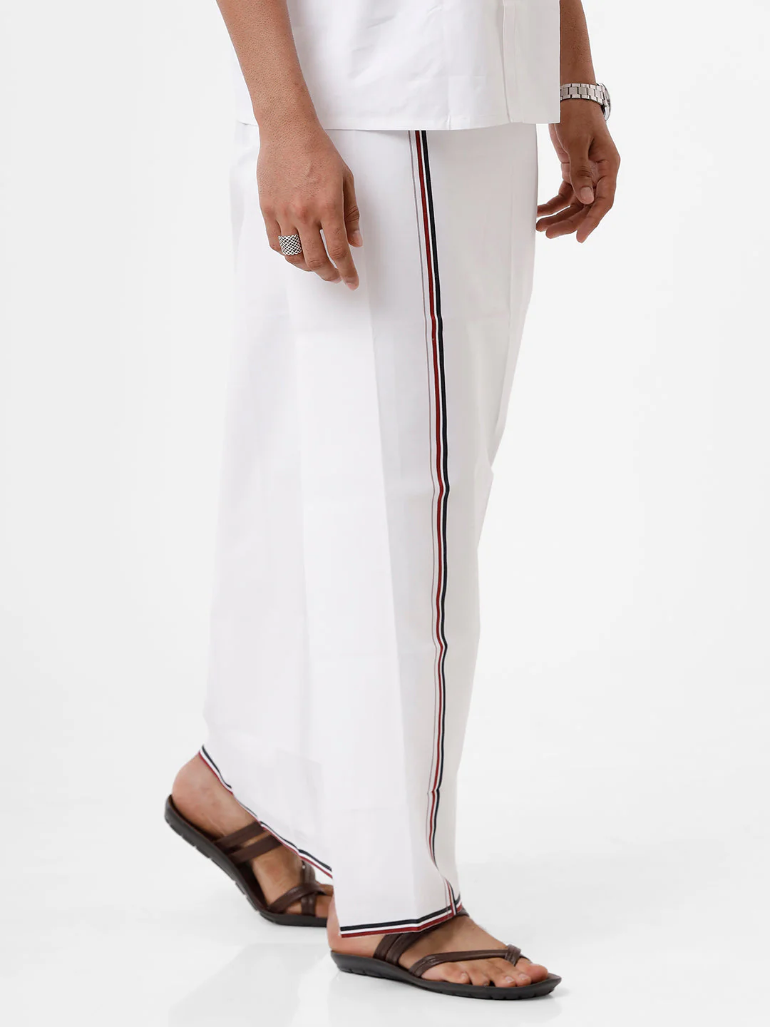 Men Cotton Blend Double Layer Political Dhoti VIP ADMK - Image 4