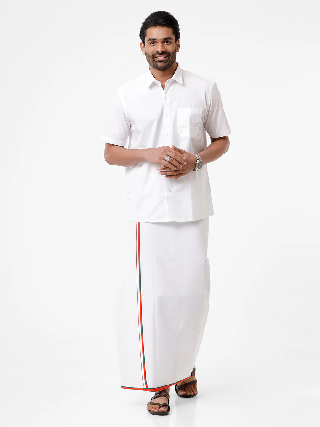 Men Cotton Blend Double Layer Political Dhoti VIP BJP - Image 3