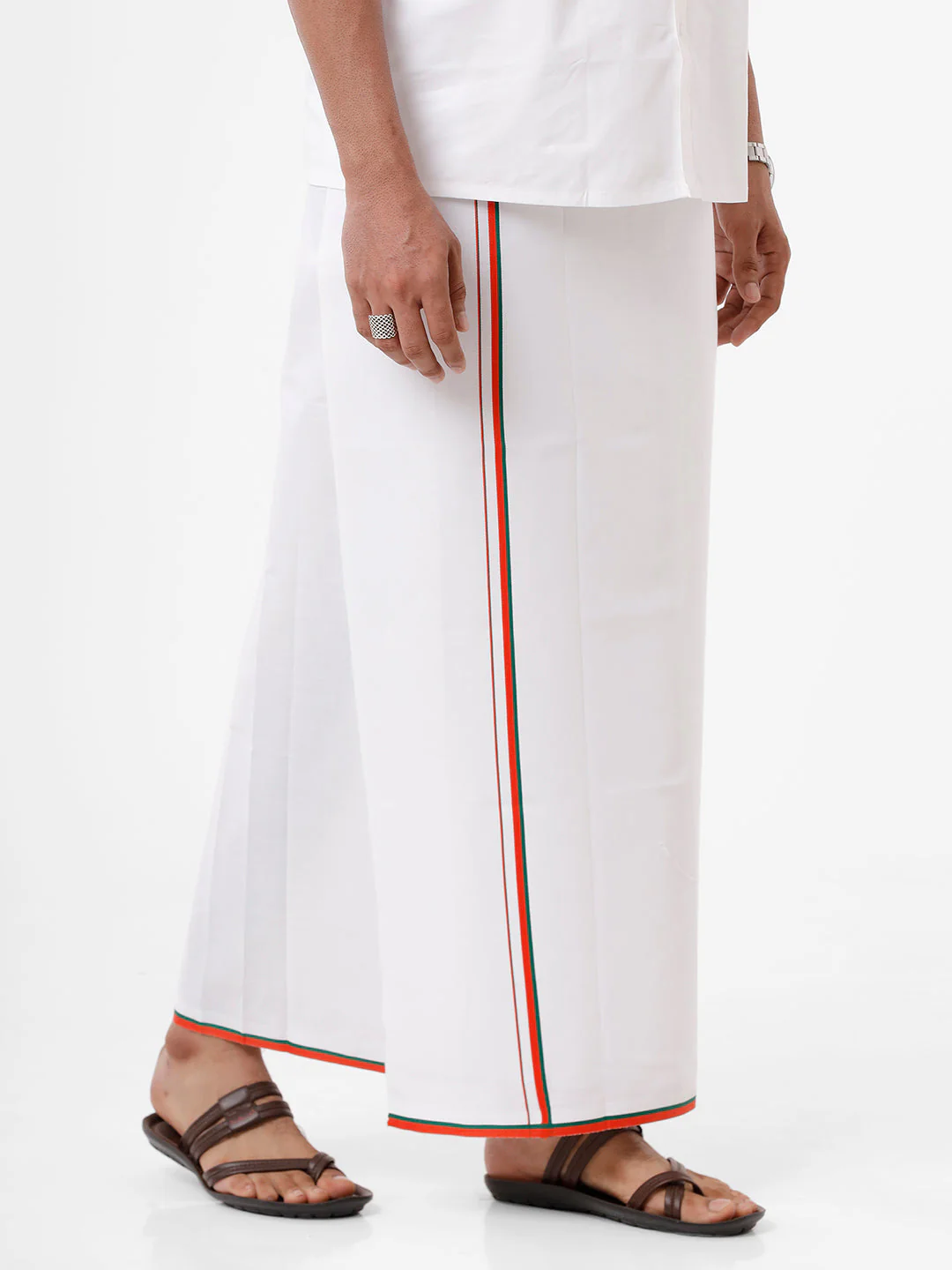 Men Cotton Blend Double Layer Political Dhoti VIP BJP - Image 4