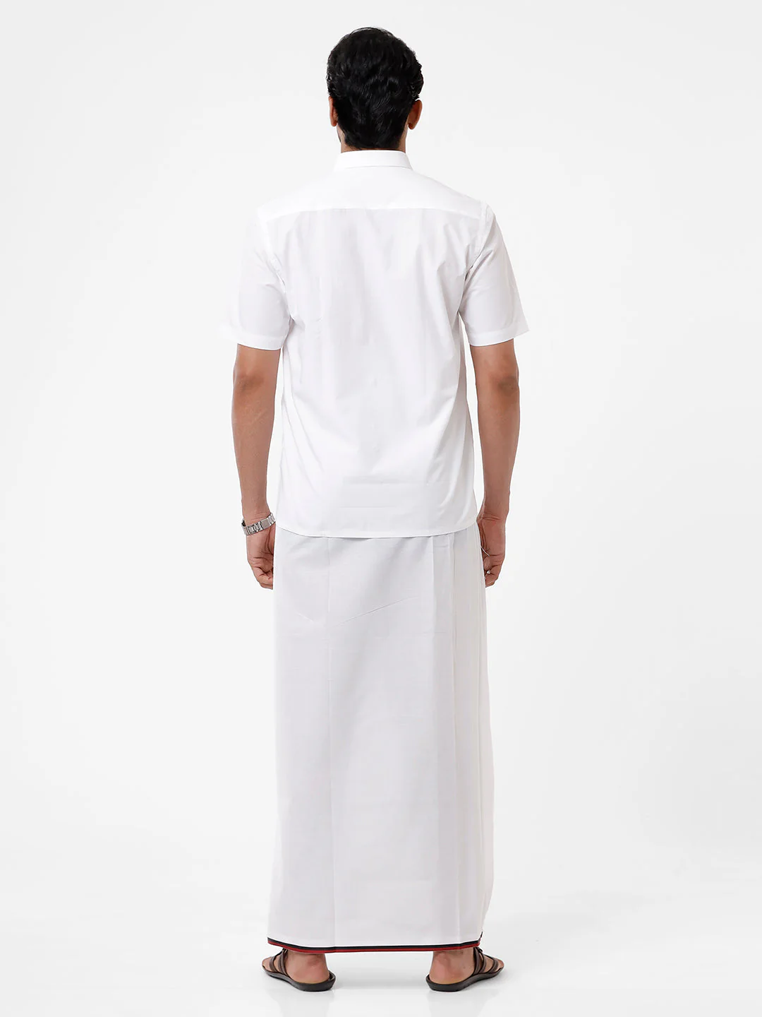 Men Cotton Blend Double Layer Political Dhoti VIP DMK - Image 6