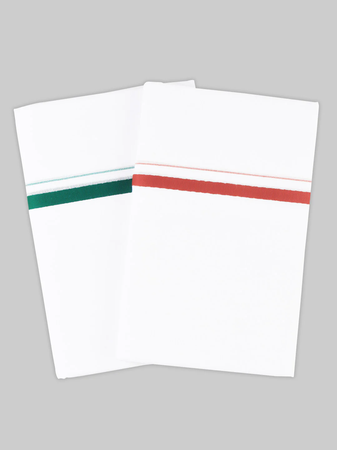 Men Cotton Blend Double Layer White Dhoti with Assorted Border Archery (Pack of 2) - Image 4