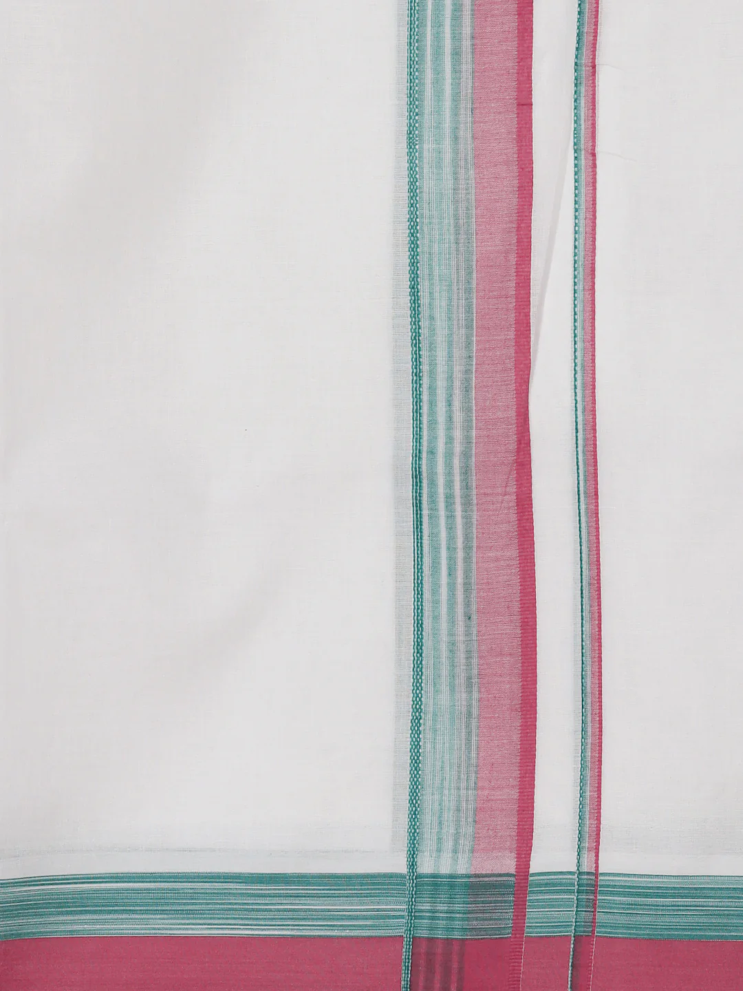 Men Cotton Blend Double Layer White Dhoti with Fancy Border Panchami Fancy PMF15 - Image 3