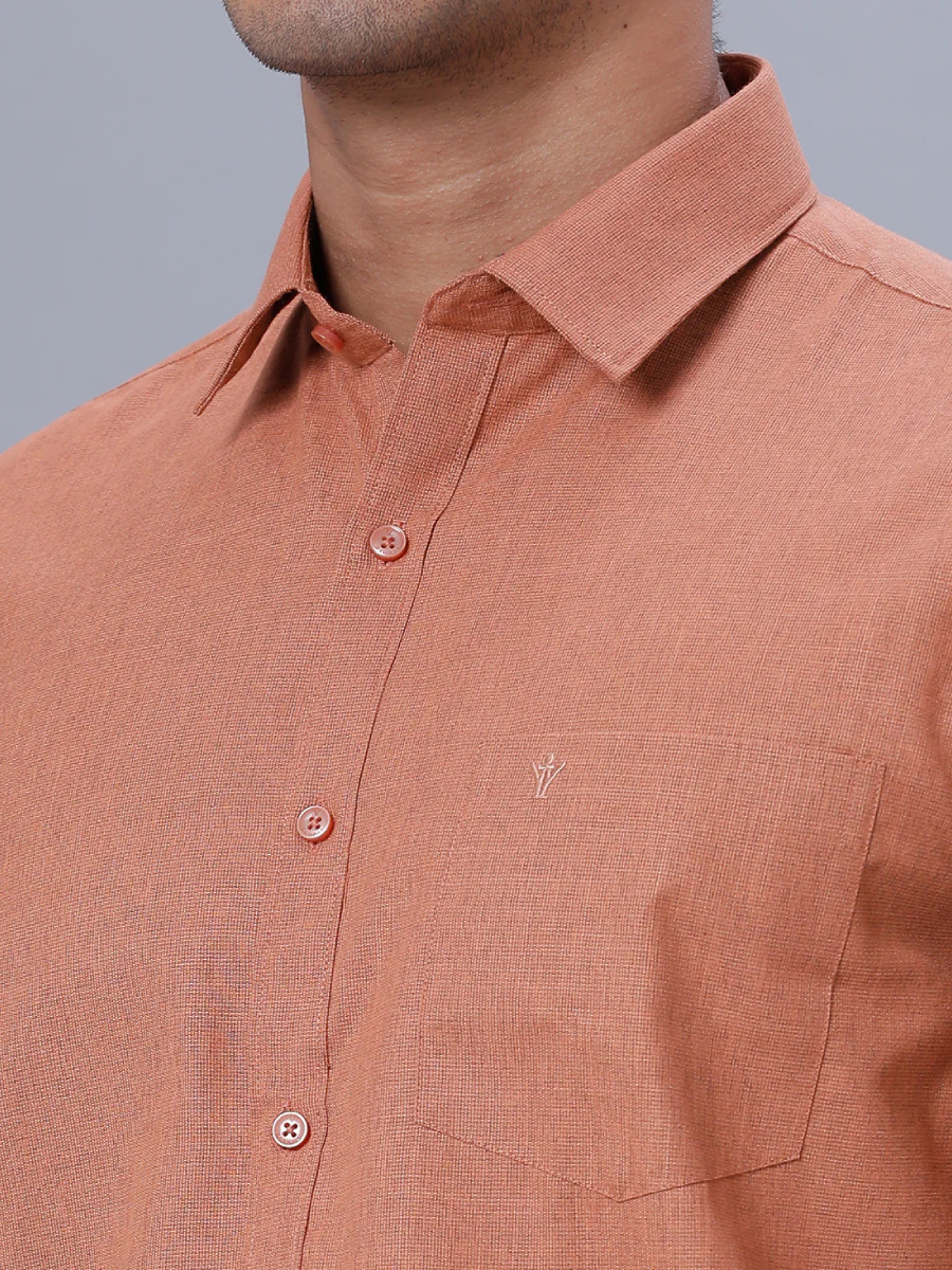 Men Cotton Blend Full Sleeves Shirt Brown T1 GC18 - Image 4