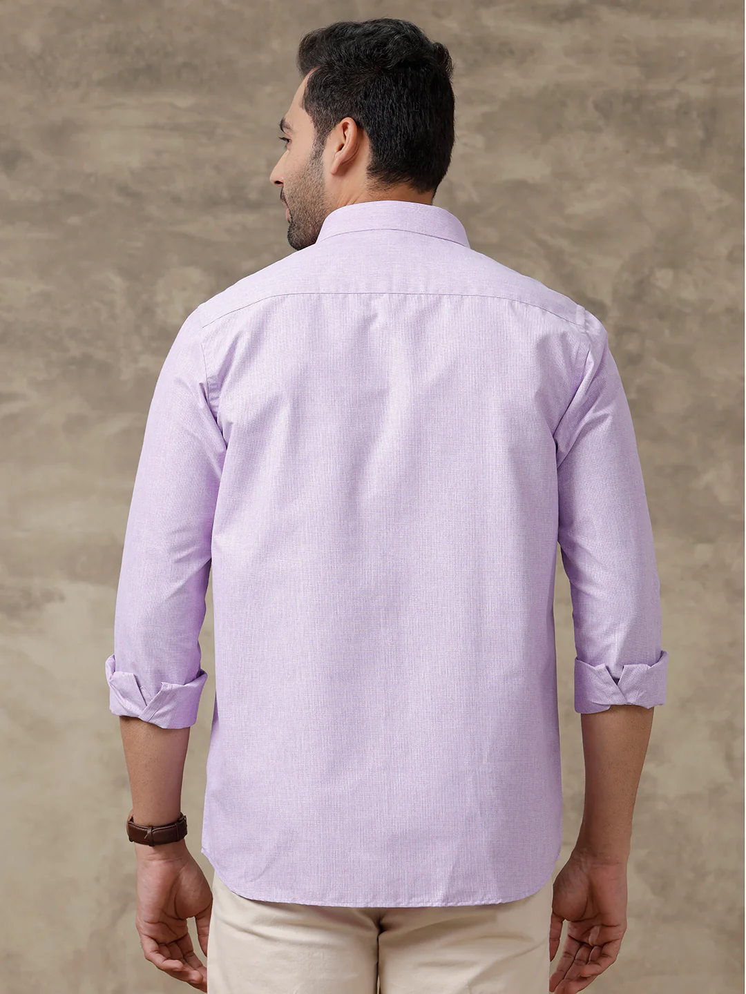 Men Cotton Blend Full Sleeves Shirt Lavender T1 GC17 - Image 4