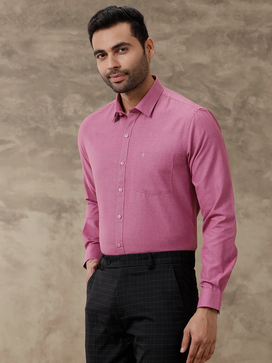 Men Cotton Blend Full Sleeves Shirt Purple T1 GC16 - Image 2