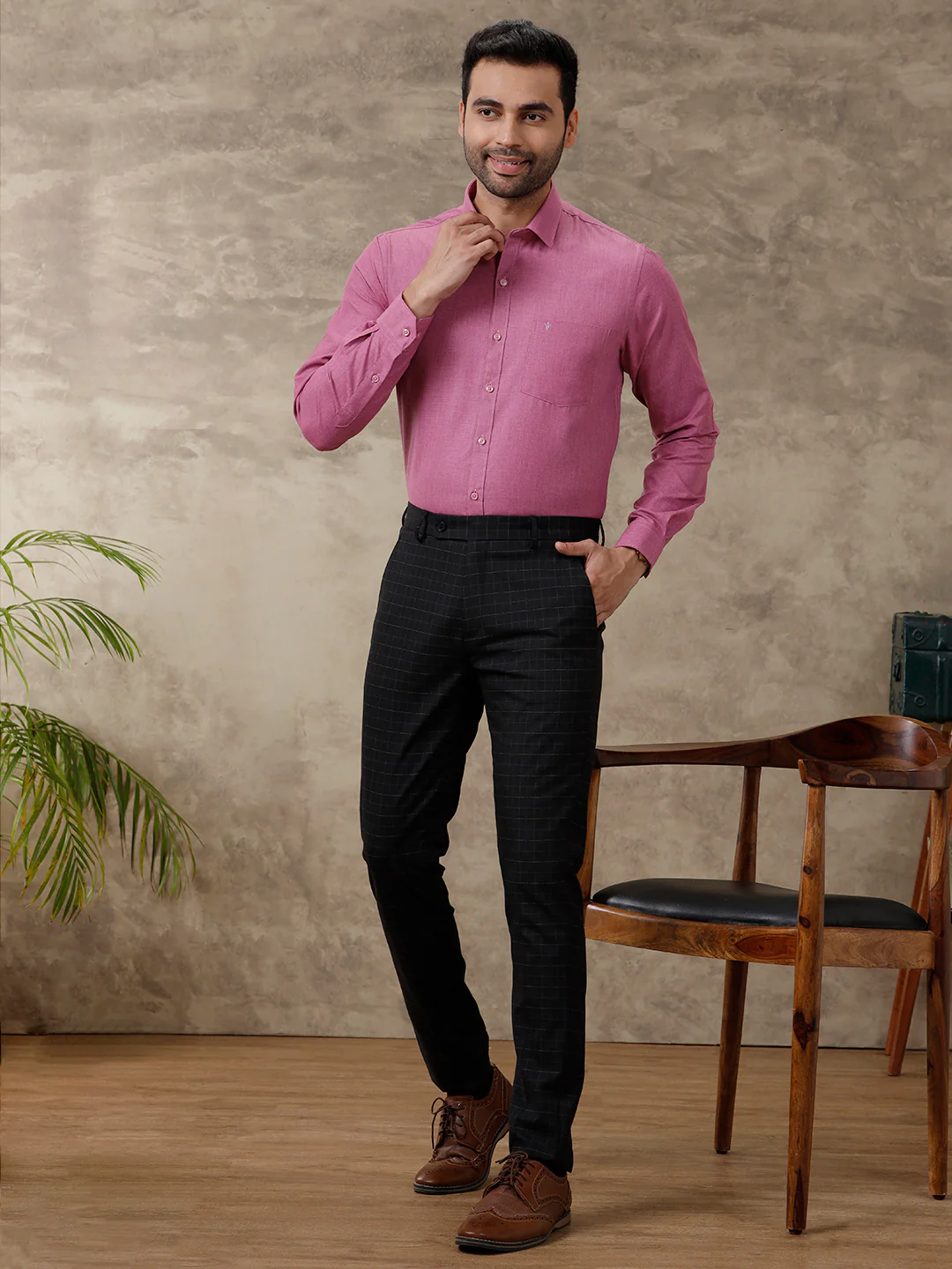 Men Cotton Blend Full Sleeves Shirt Purple T1 GC16 - Image 5