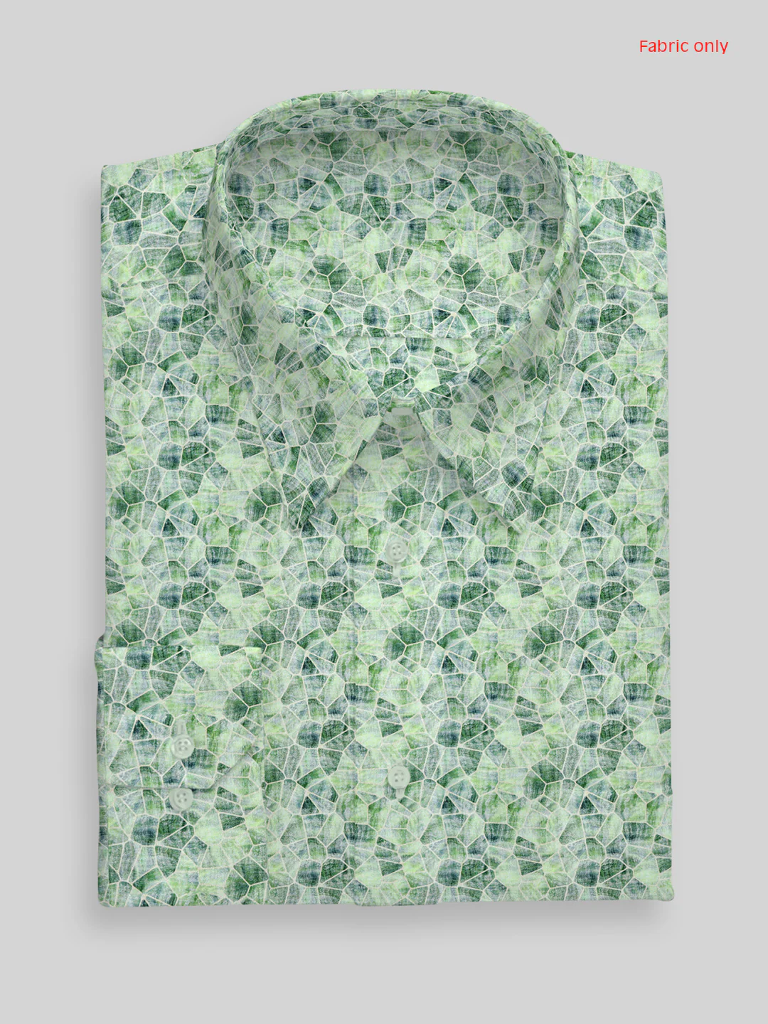 Men Cotton Blend Green Printed Shirt Fabric Savoy Print - Image 3