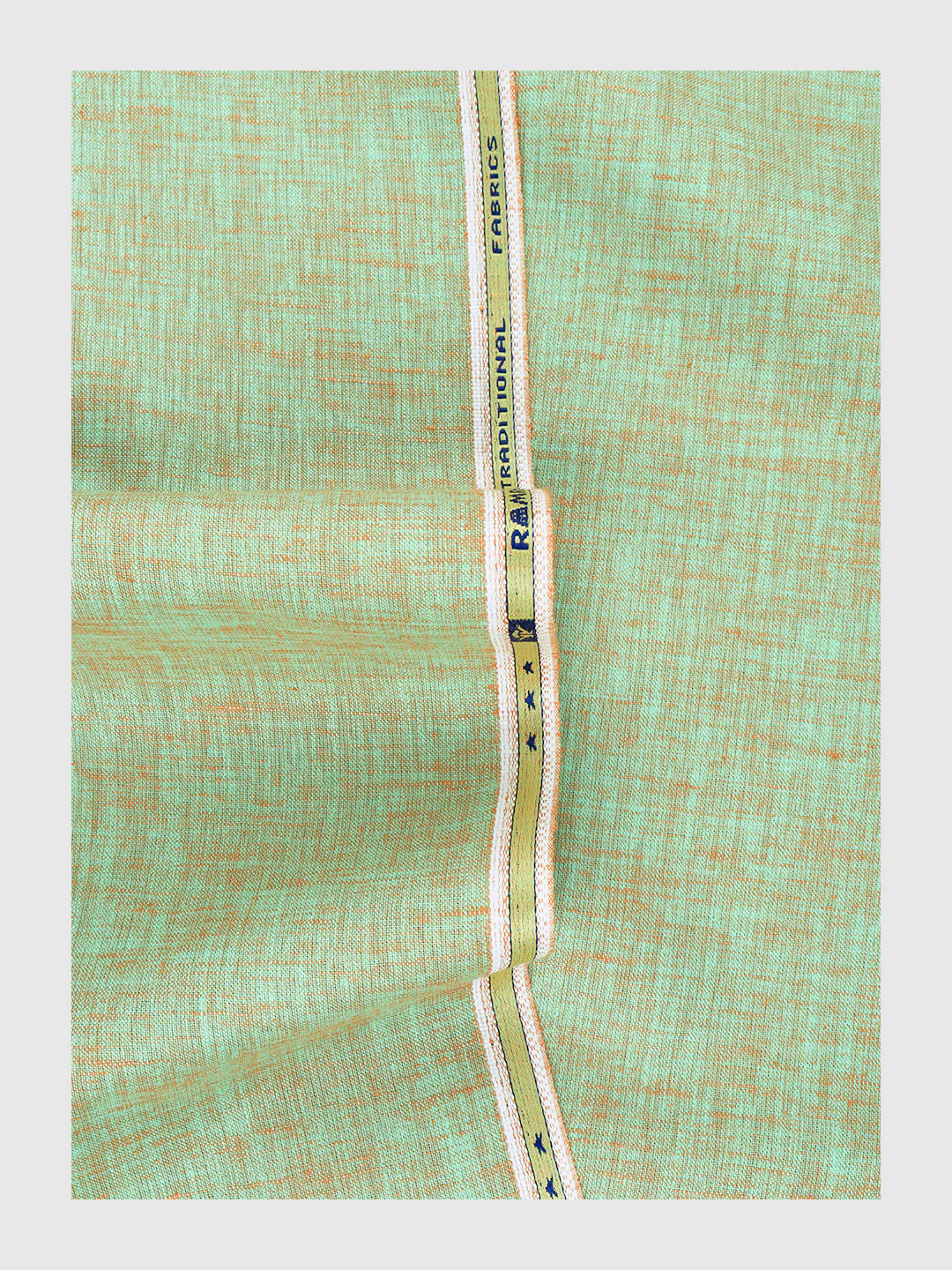 Men Cotton Blend Green Self Design Shirt and Kurta Fabric Lampus - Image 3