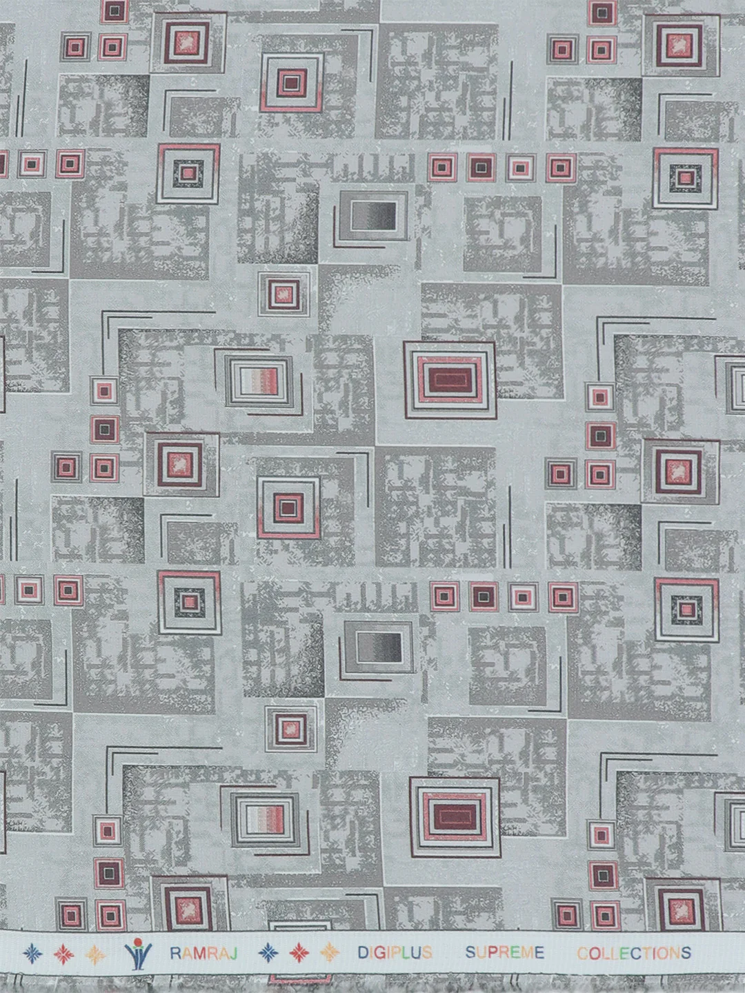 Men Cotton Blend Grey Printed Shirt Fabric Rolex Print - Image 2