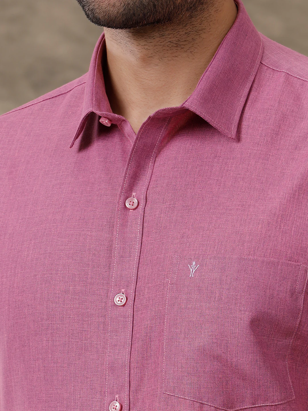 Men Cotton Blend Half Sleeves Shirt Pink T1 GC16 - Image 3