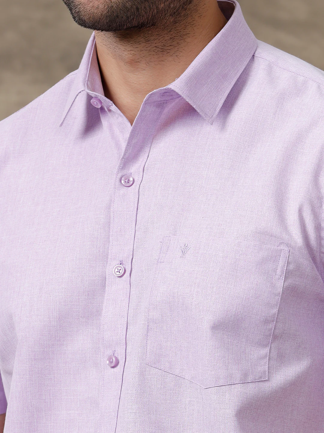Men Cotton Blend Half Sleeves Shirt Violet T1 GC17 - Image 3