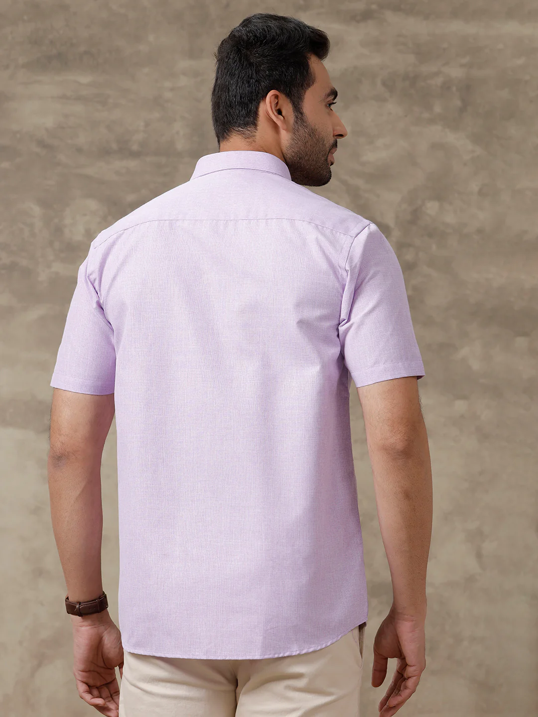 Men Cotton Blend Half Sleeves Shirt Violet T1 GC17 - Image 4
