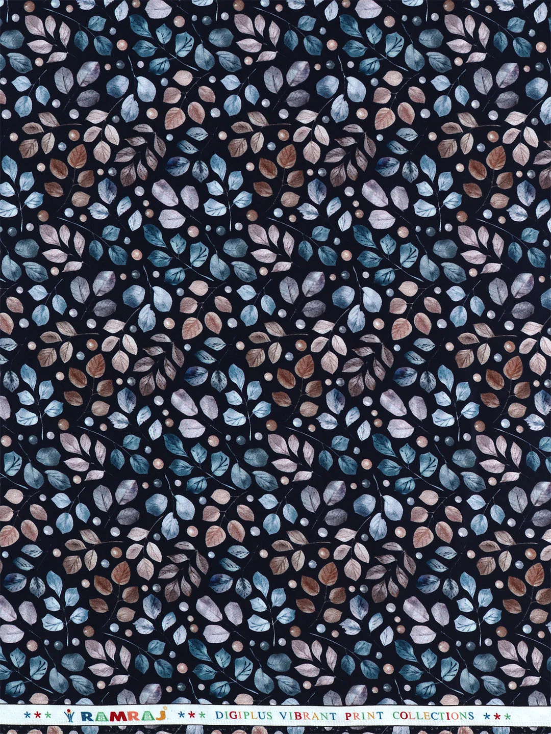 Men Cotton Blend Navy Leaf Printed Shirt Fabric Savoy Print - Image 2
