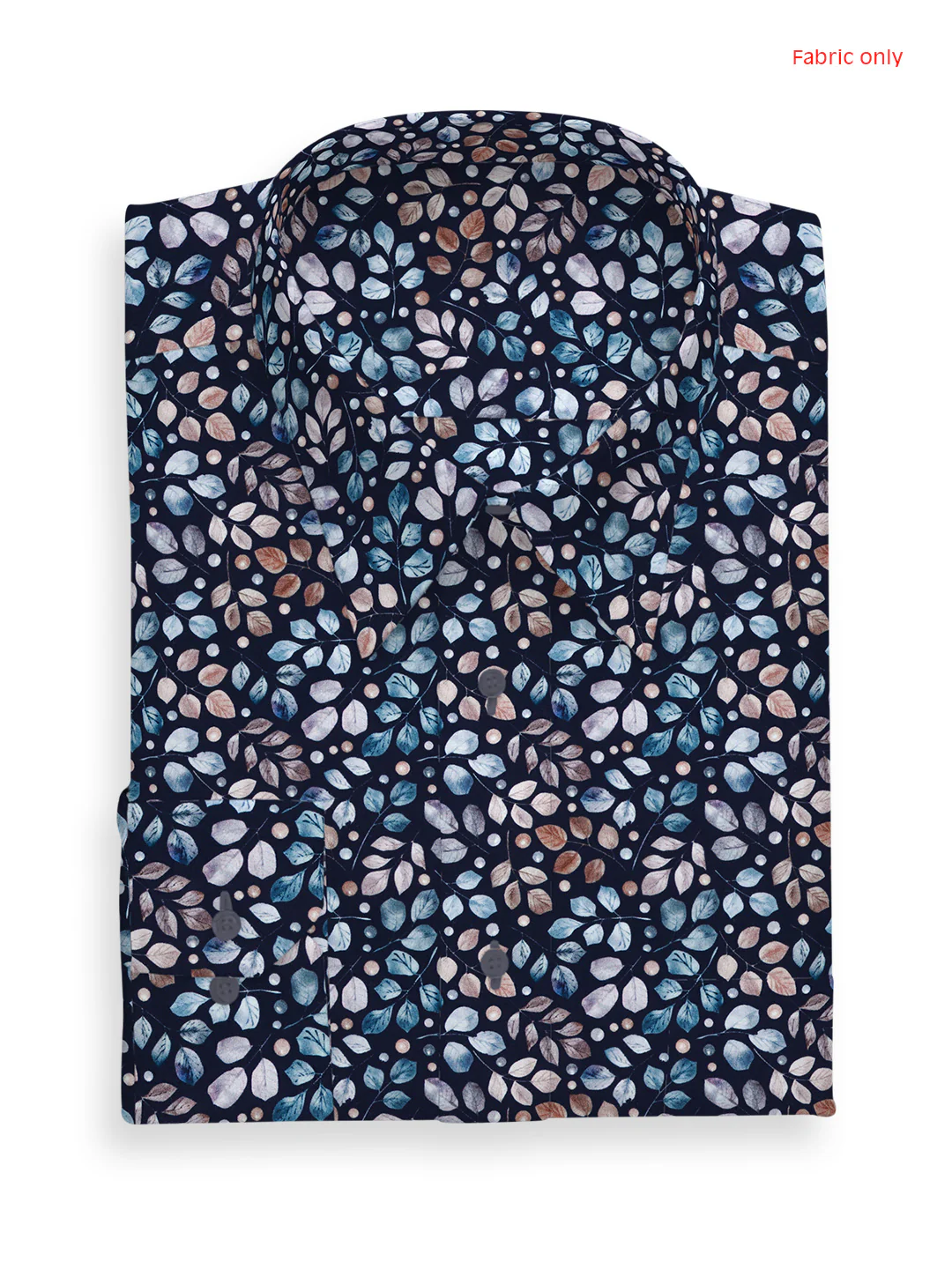 Men Cotton Blend Navy Leaf Printed Shirt Fabric Savoy Print - Image 3