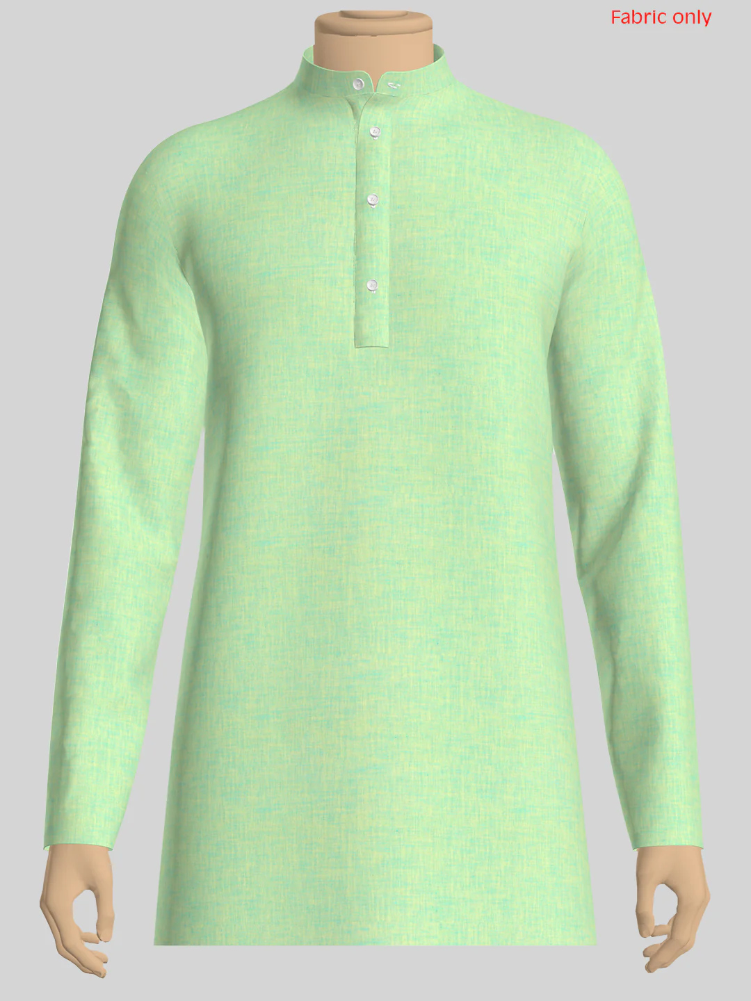 Men Cotton Blend Parrot Green Self Design Shirt and Kurta Fabric Lampus - Image 5