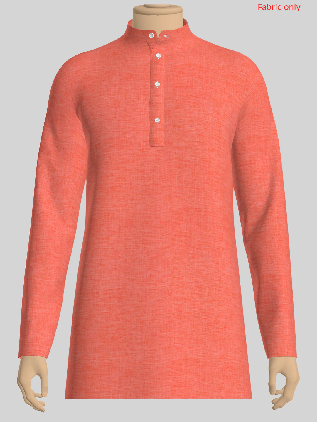 Men Cotton Blend Pinkish Orange Self Design Shirt and Kurta Fabric Lampus - Image 6