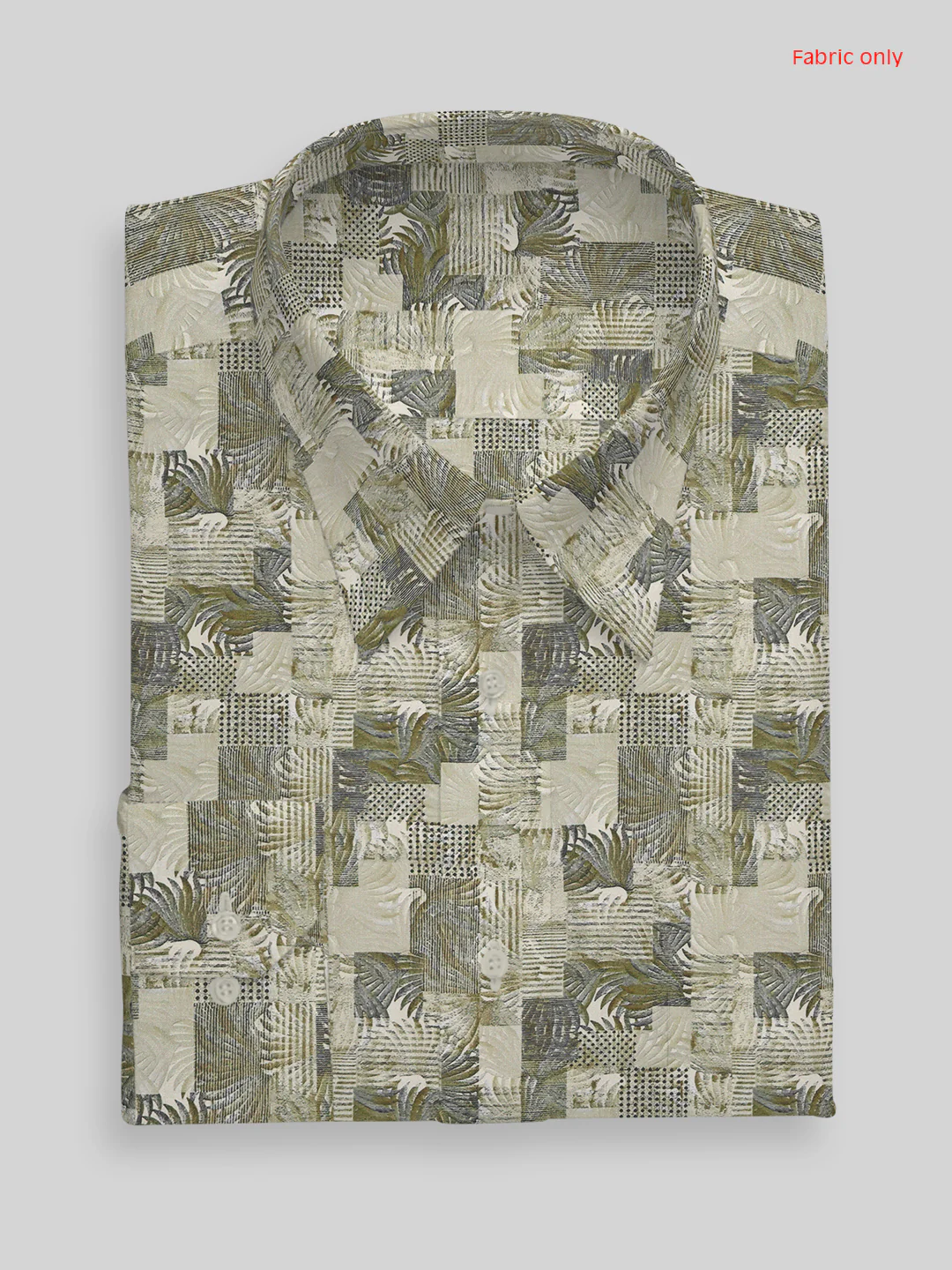 Men Cotton Blend Printed Shirt Fabric Green Rolex Print - Image 3