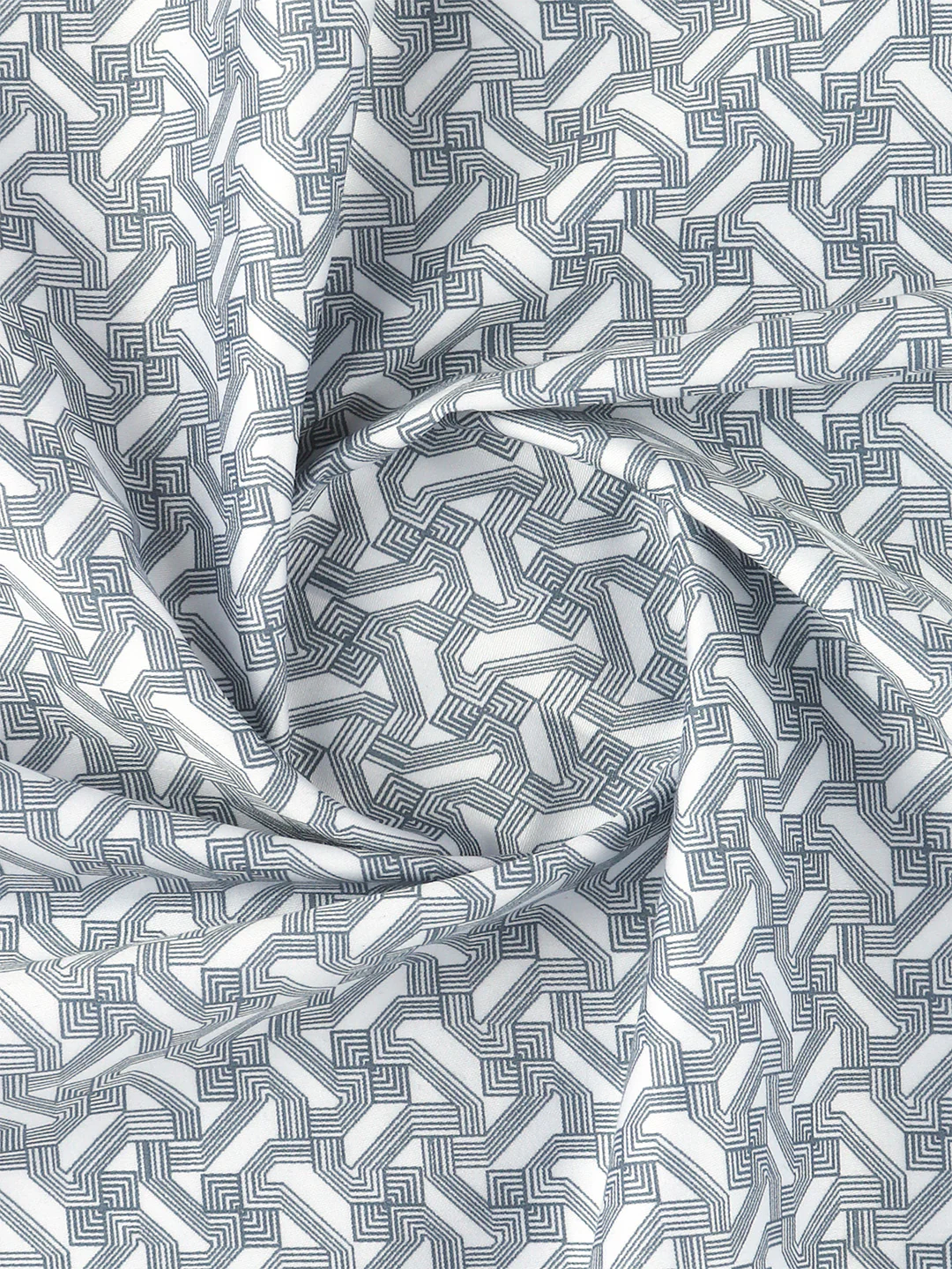 Men Cotton Blend Printed Shirt Fabric Grey Alpha