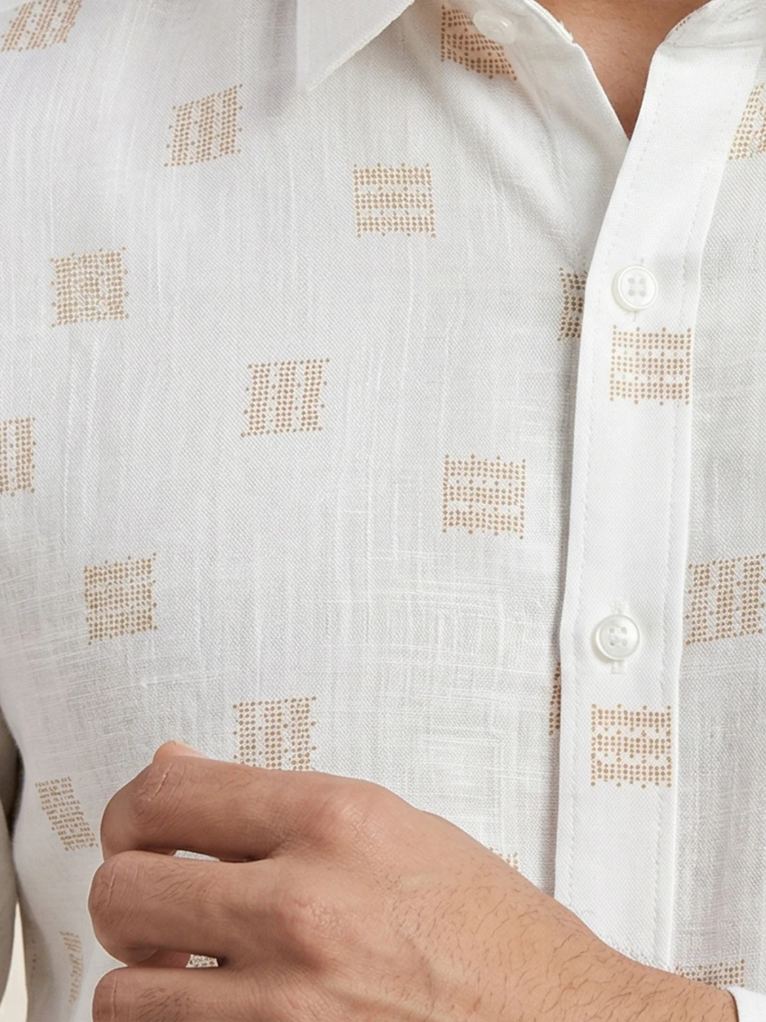Men Cotton Blend Printed White Shirt T66 APT11 - Image 5