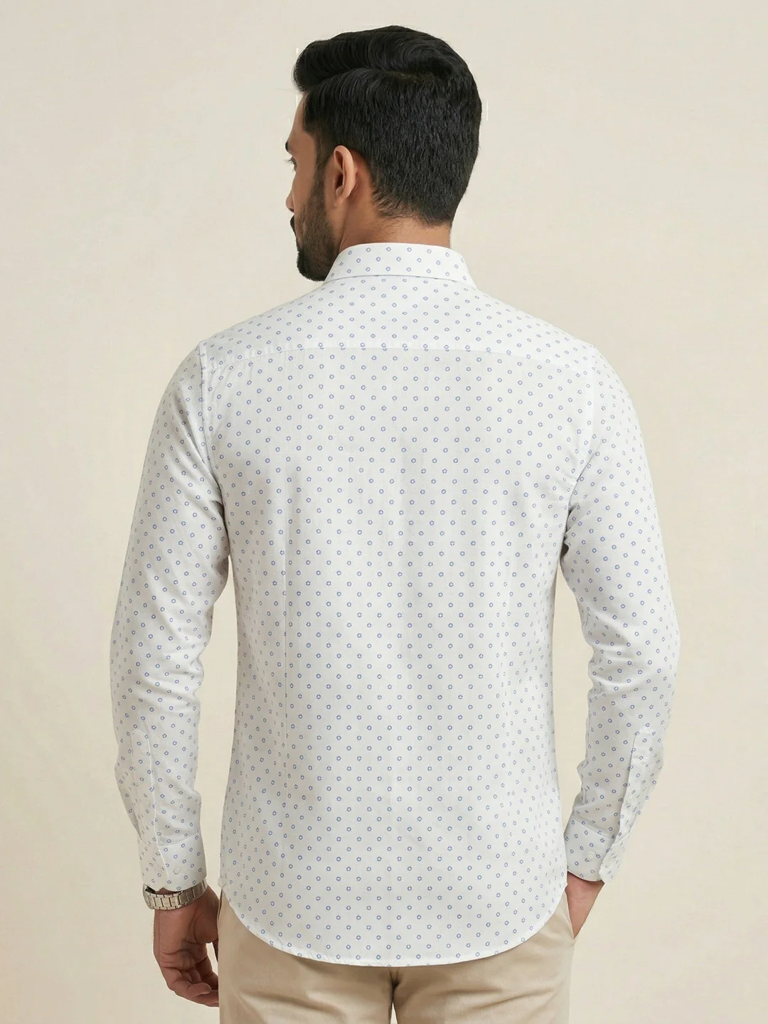 Men Cotton Blend Printed White Shirt T66 APT13 - Image 5