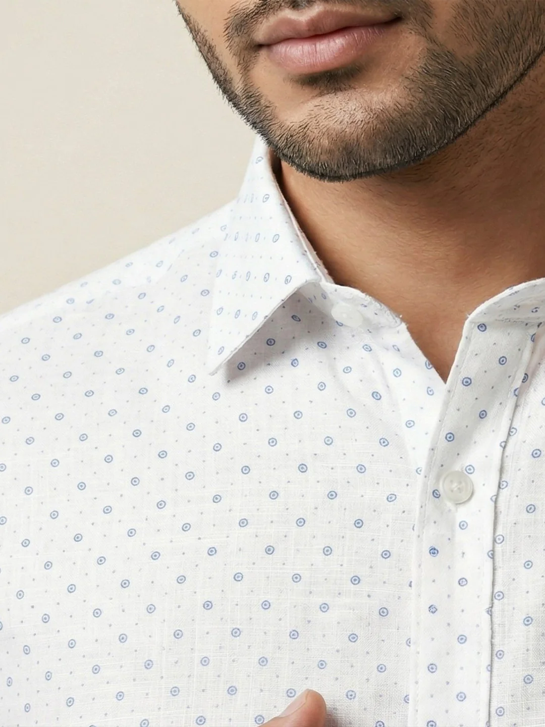 Men Cotton Blend Printed White Shirt T66 APT13 - Image 6