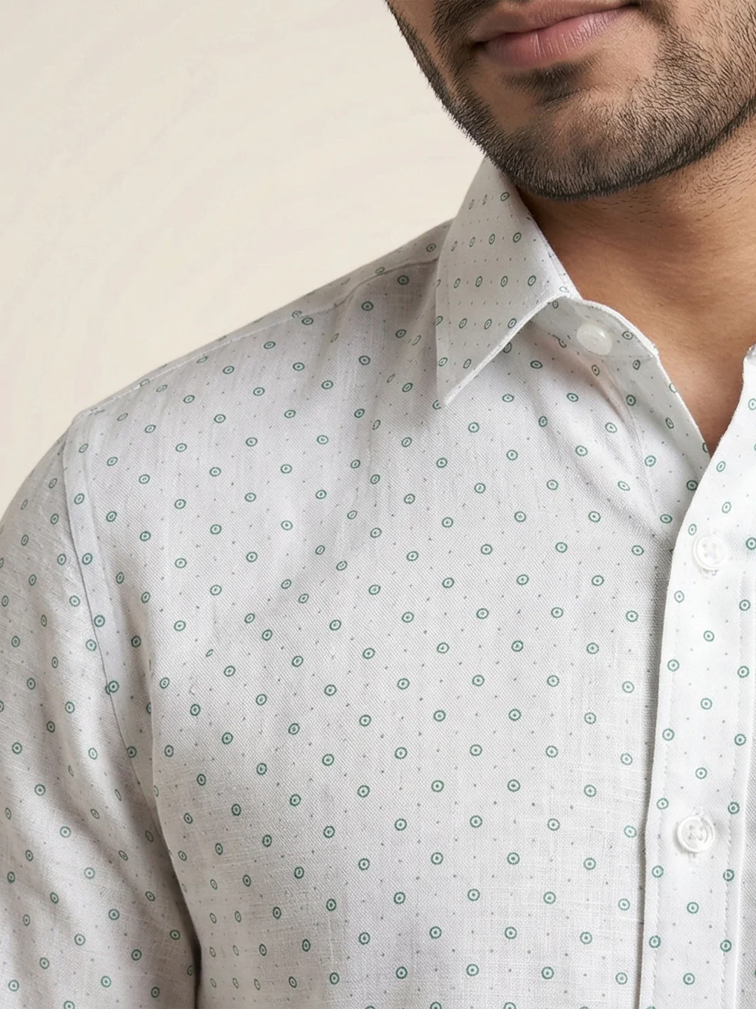 Men Cotton Blend Printed White Shirt T66 APT16 - Image 4