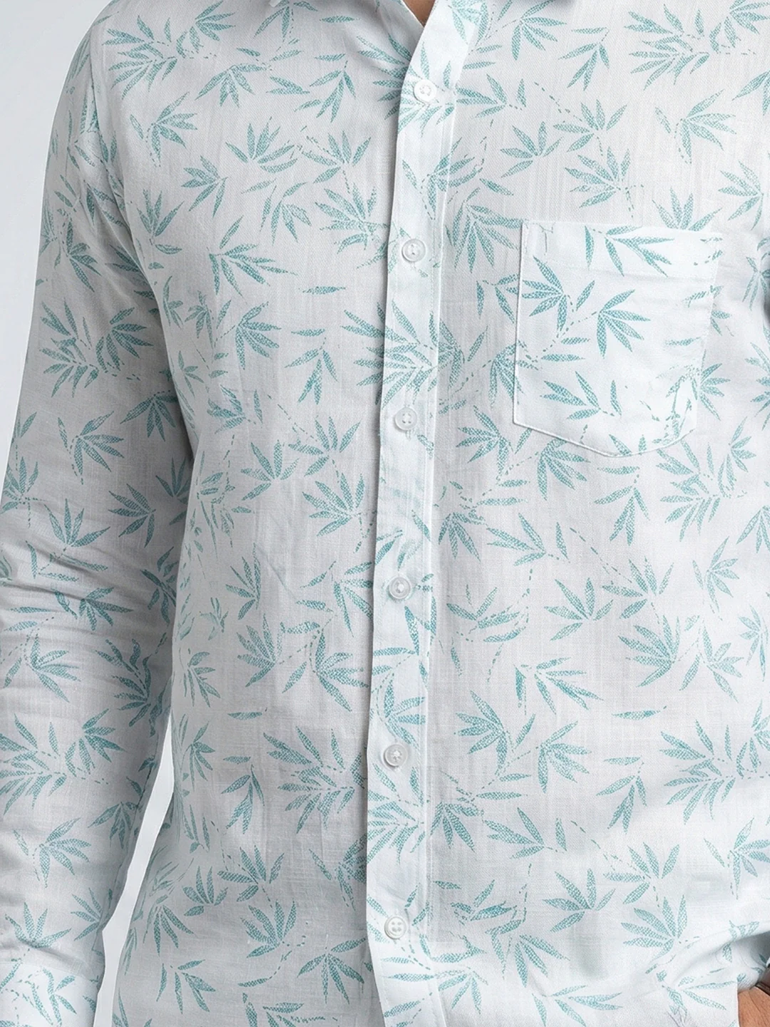 Men Cotton Blend Printed White Shirt T66 APT4 - Image 3