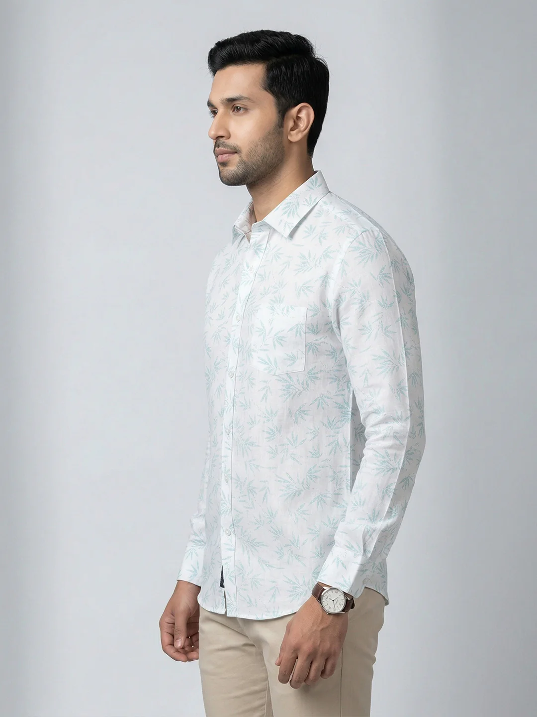 Men Cotton Blend Printed White Shirt T66 APT4 - Image 4