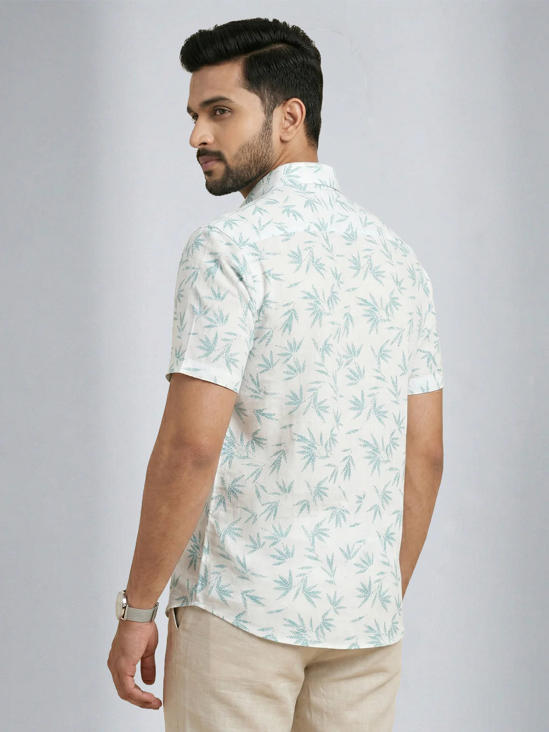 Men Cotton Blend Printed White Shirt T66 APT4 - Image 5