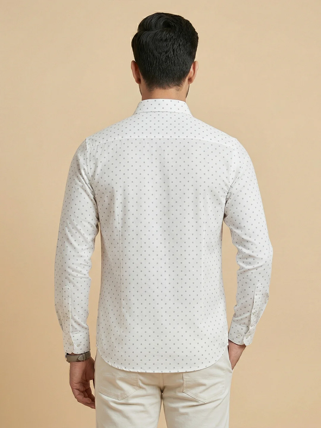 Men Cotton Blend Printed White Shirt T66 APT7 - Image 5