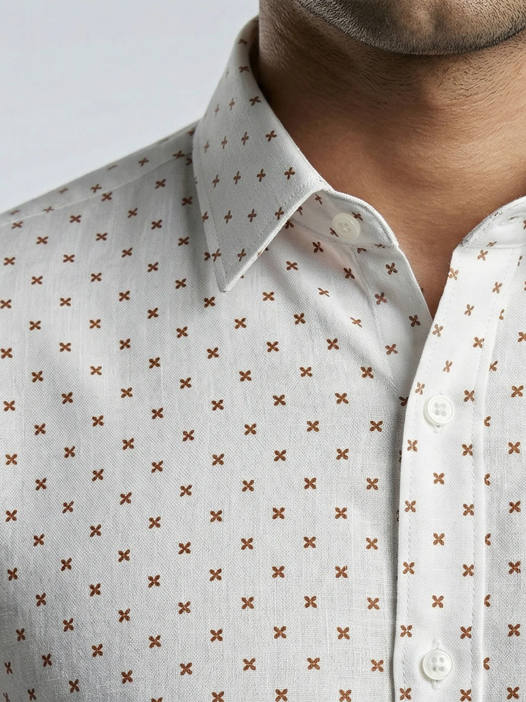 Men Cotton Blend Printed White Shirt T66 APT9 - Image 3