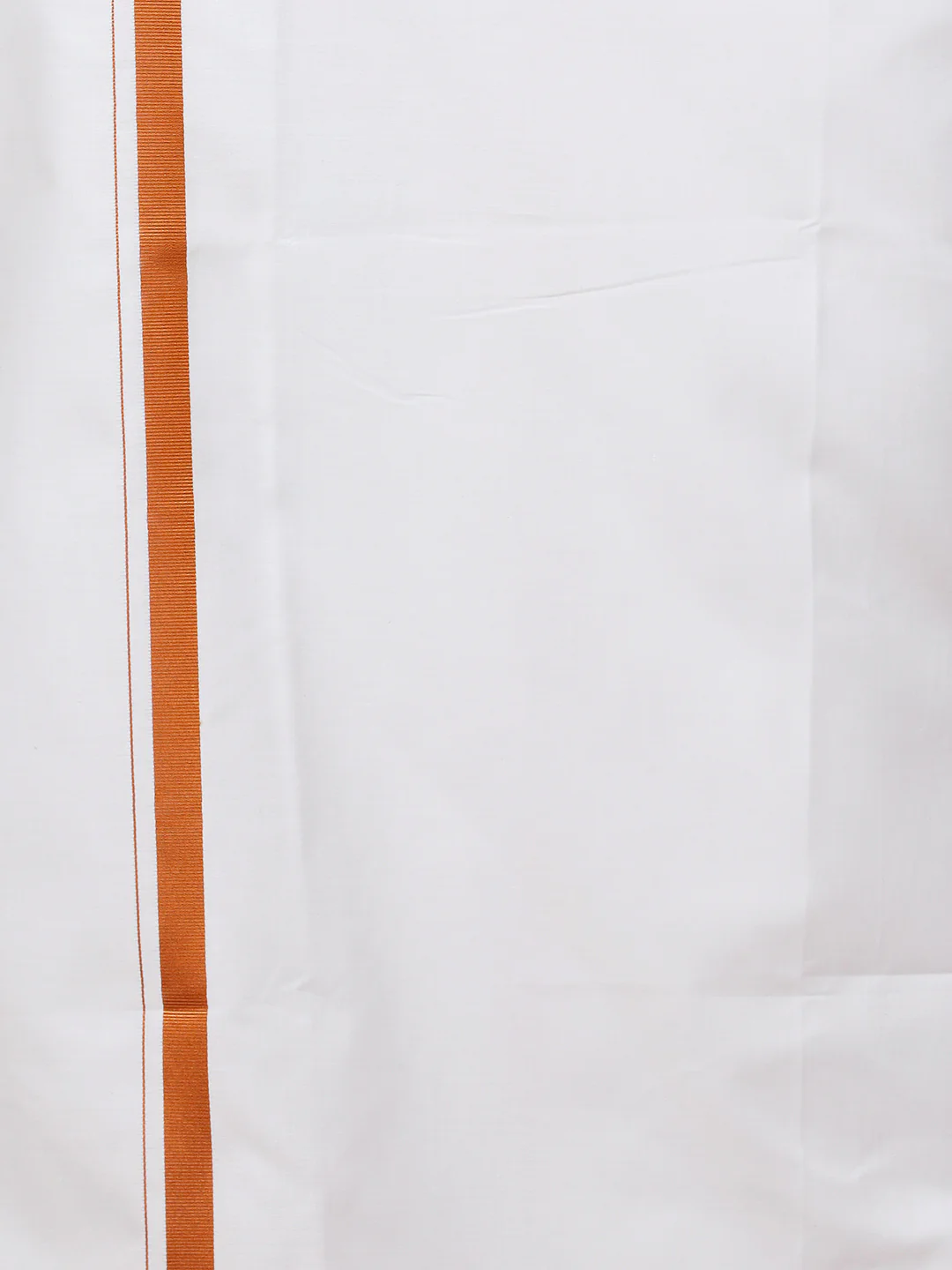 Men Cotton Blend Readymade Double Layer White Dhoti with 3/4" Copper Jari Border 248 - Image 3