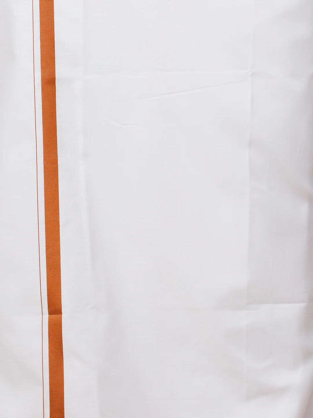 Men Cotton Blend Readymade Double Layer White Dhoti with Copper Jari Border - Image 6