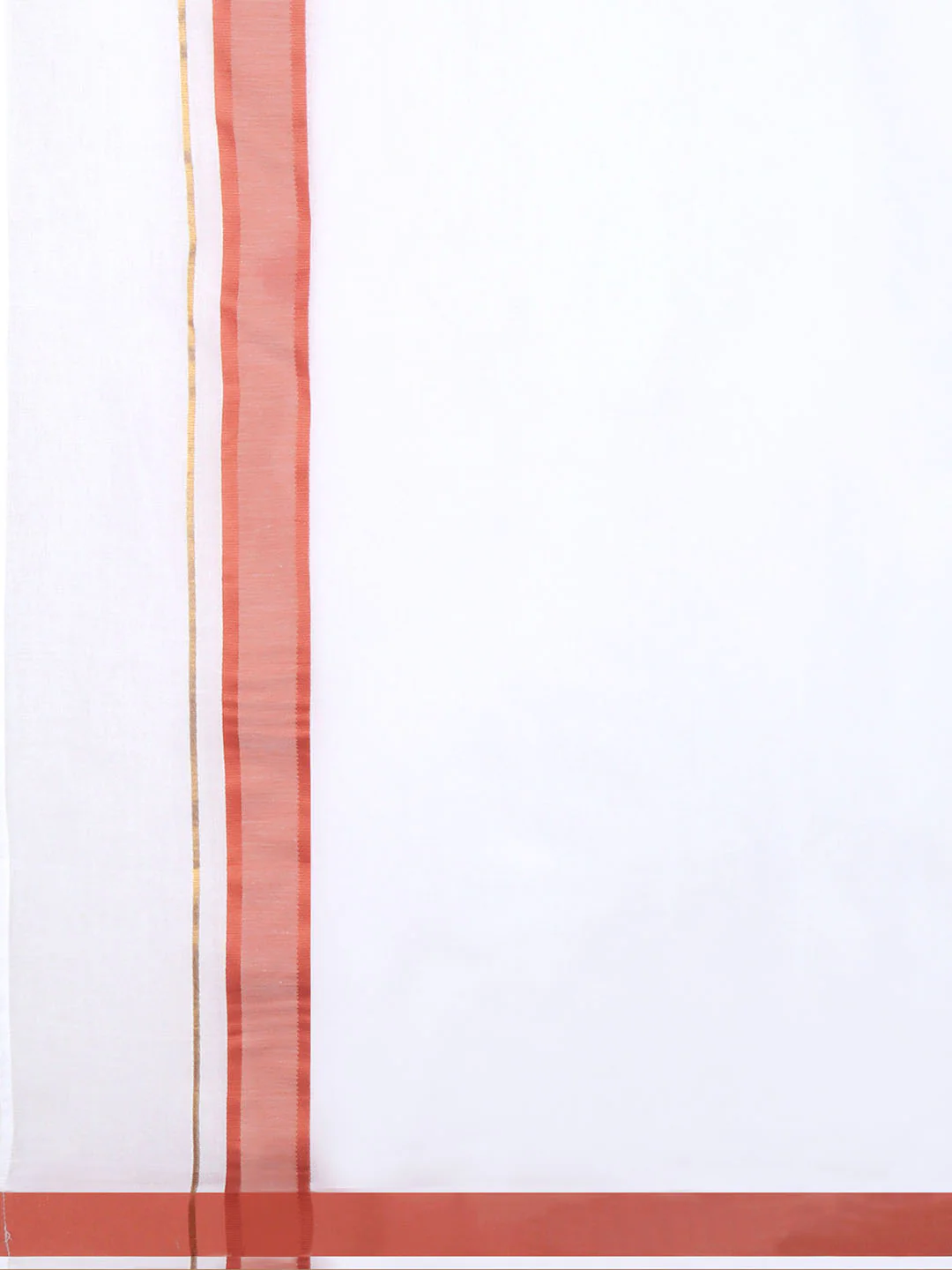 Men Cotton Blend Readymade Double Layer White Dhoti with Fancy Jari Border GFDA08 - Image 4
