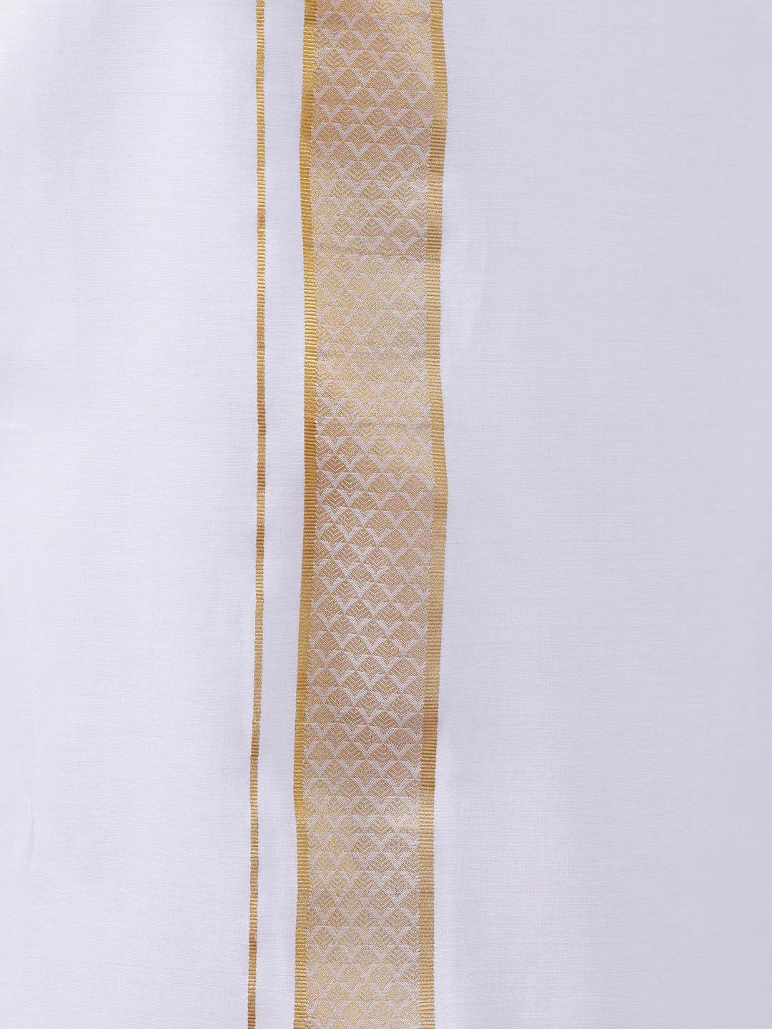 Men Cotton Blend Readymade Double Layer White Dhoti with Gold Jari Border GAA03 - Image 4